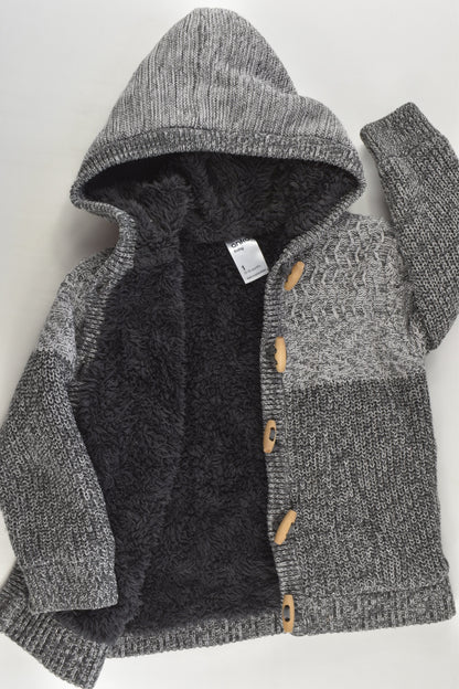 Anko Size 1 Warm Knitted Jumper wirh Hood and Fluffy Lining