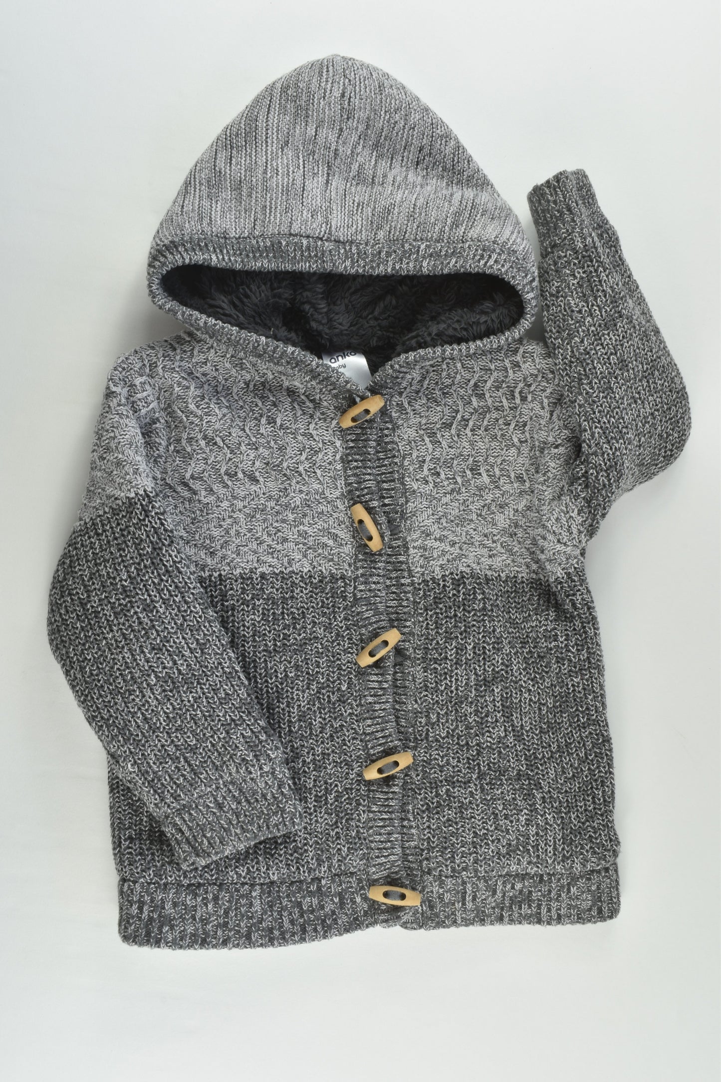 Anko Size 1 Warm Knitted Jumper wirh Hood and Fluffy Lining