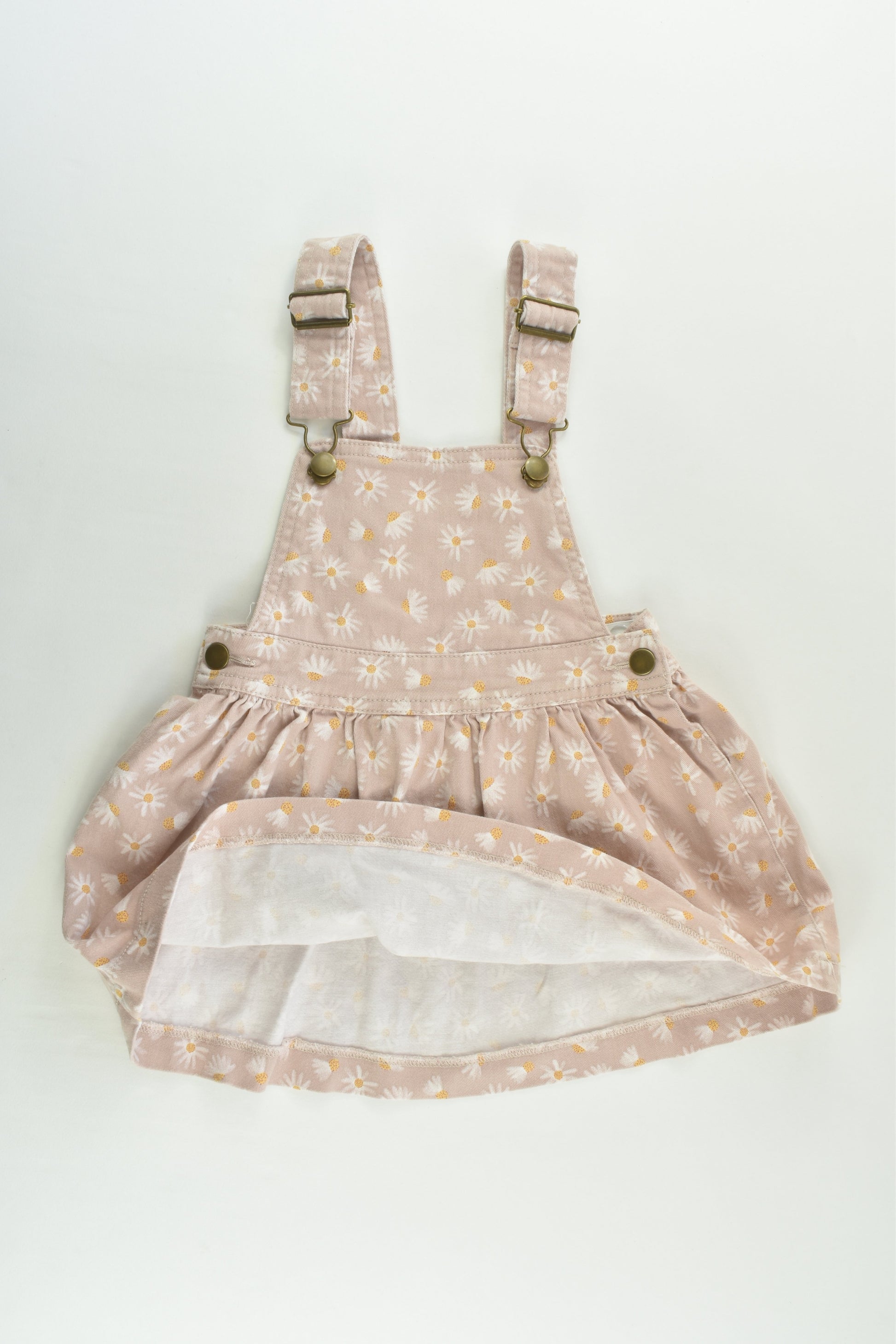 Anko Size 3 Daisies Stretchy Denim Pinafore Dress