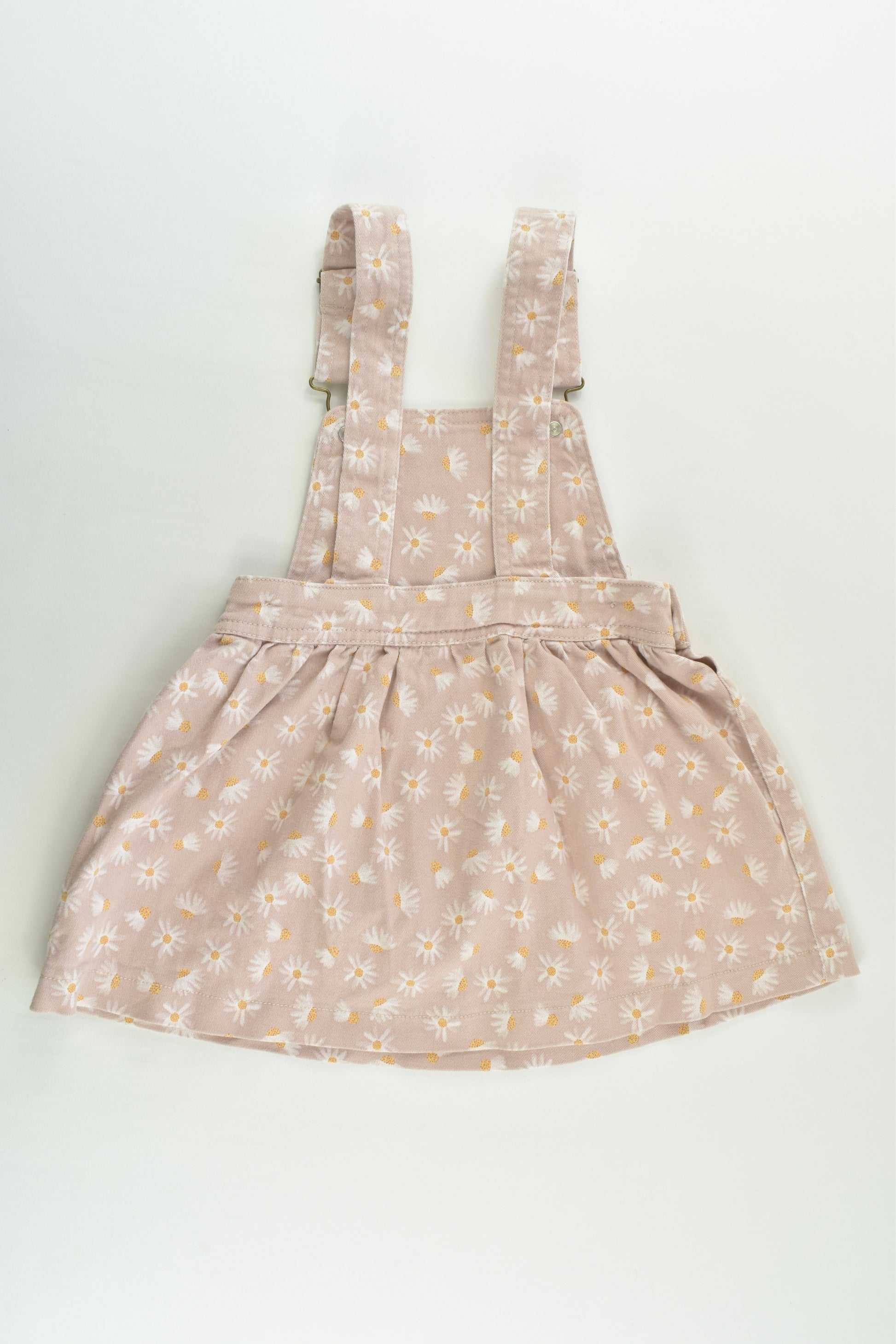 Anko Size 3 Daisies Stretchy Denim Pinafore Dress