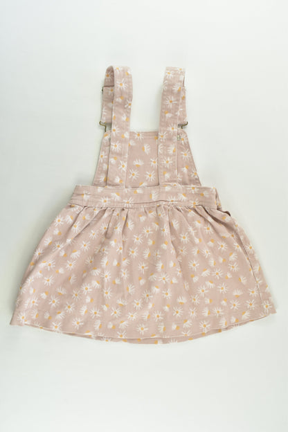 Anko Size 3 Daisies Stretchy Denim Pinafore Dress