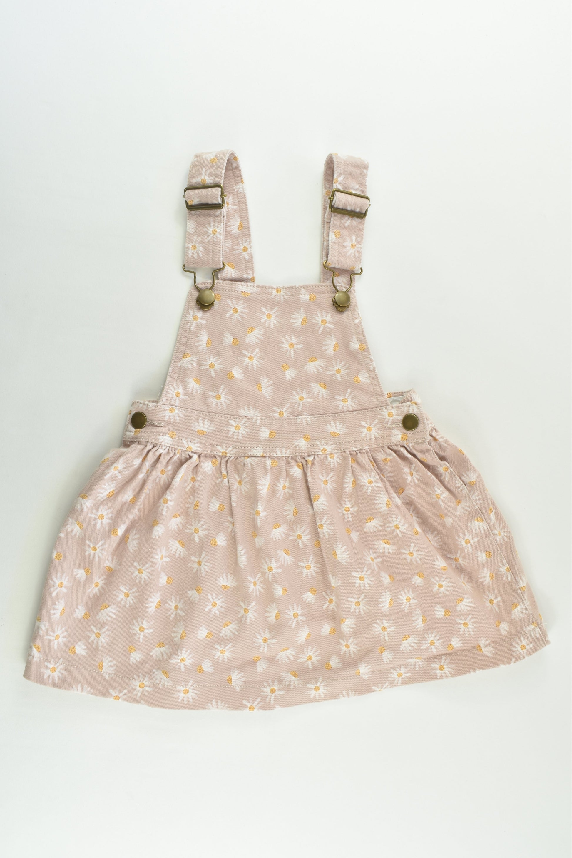 Anko Size 3 Daisies Stretchy Denim Pinafore Dress