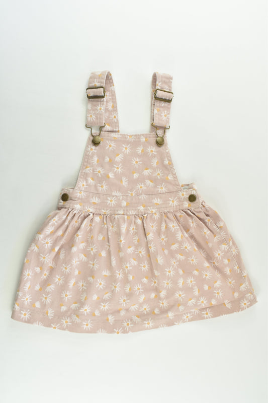 Anko Size 3 Daisies Stretchy Denim Pinafore Dress