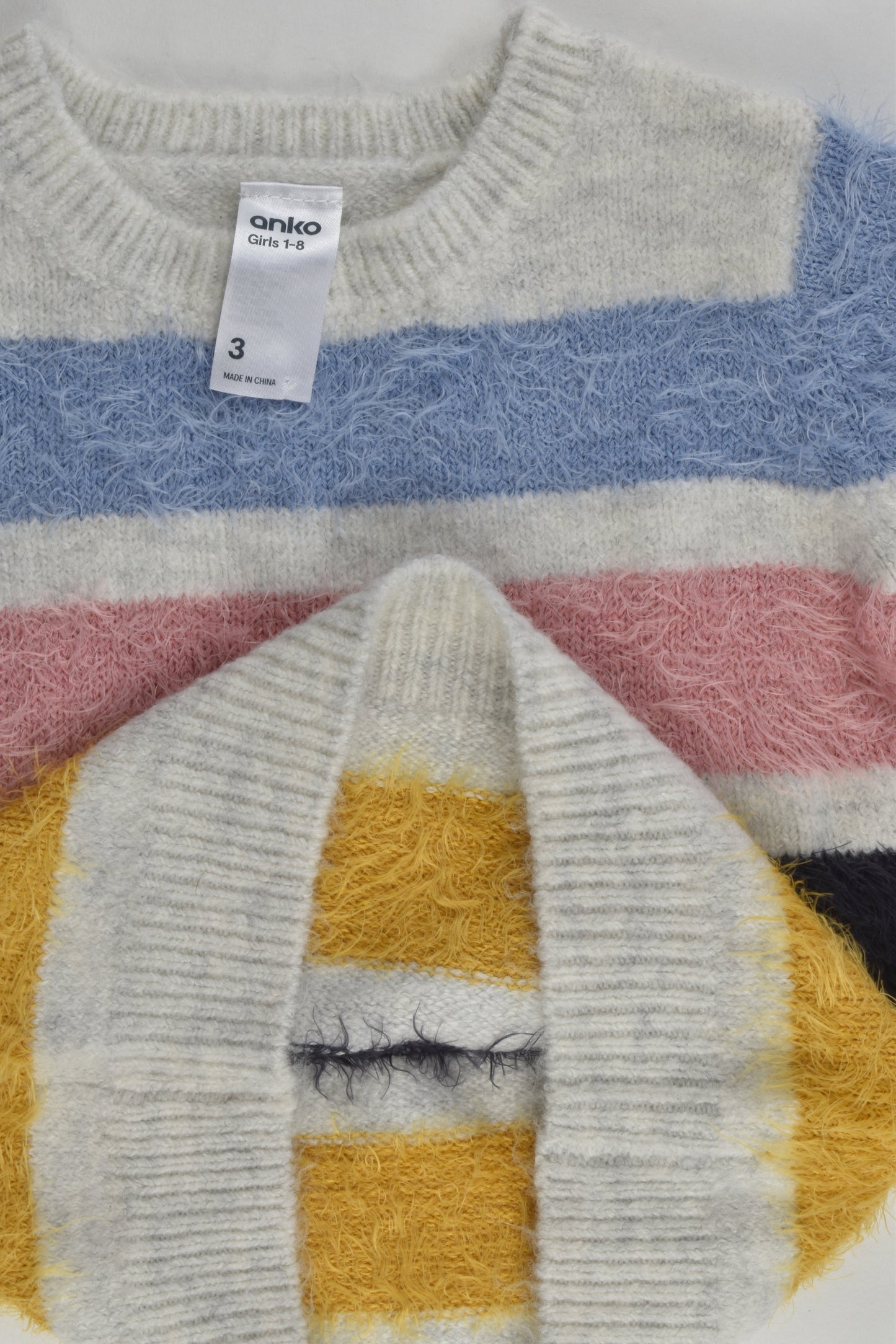 Anko Size 3 Fluffy Striped Knitted Jumper