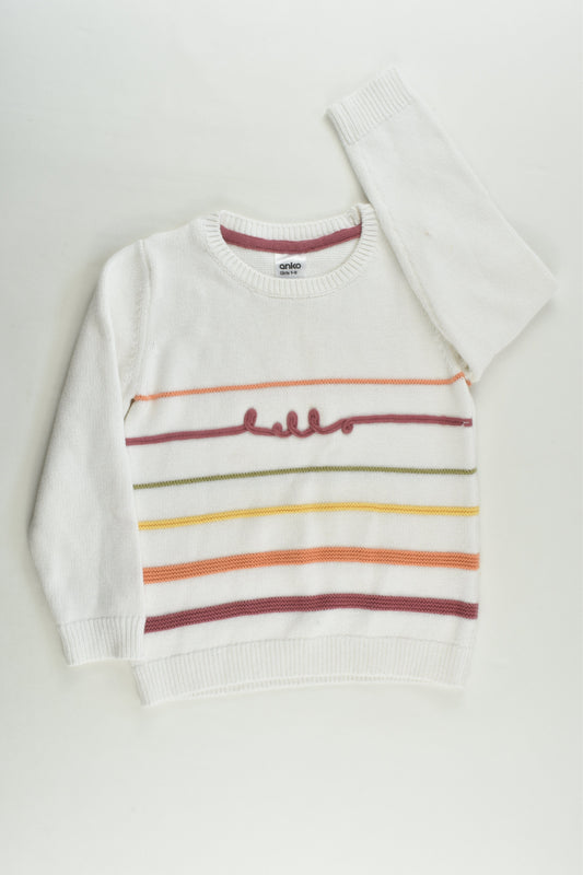 Anko Size 3 'Hello' Knitted Jumper