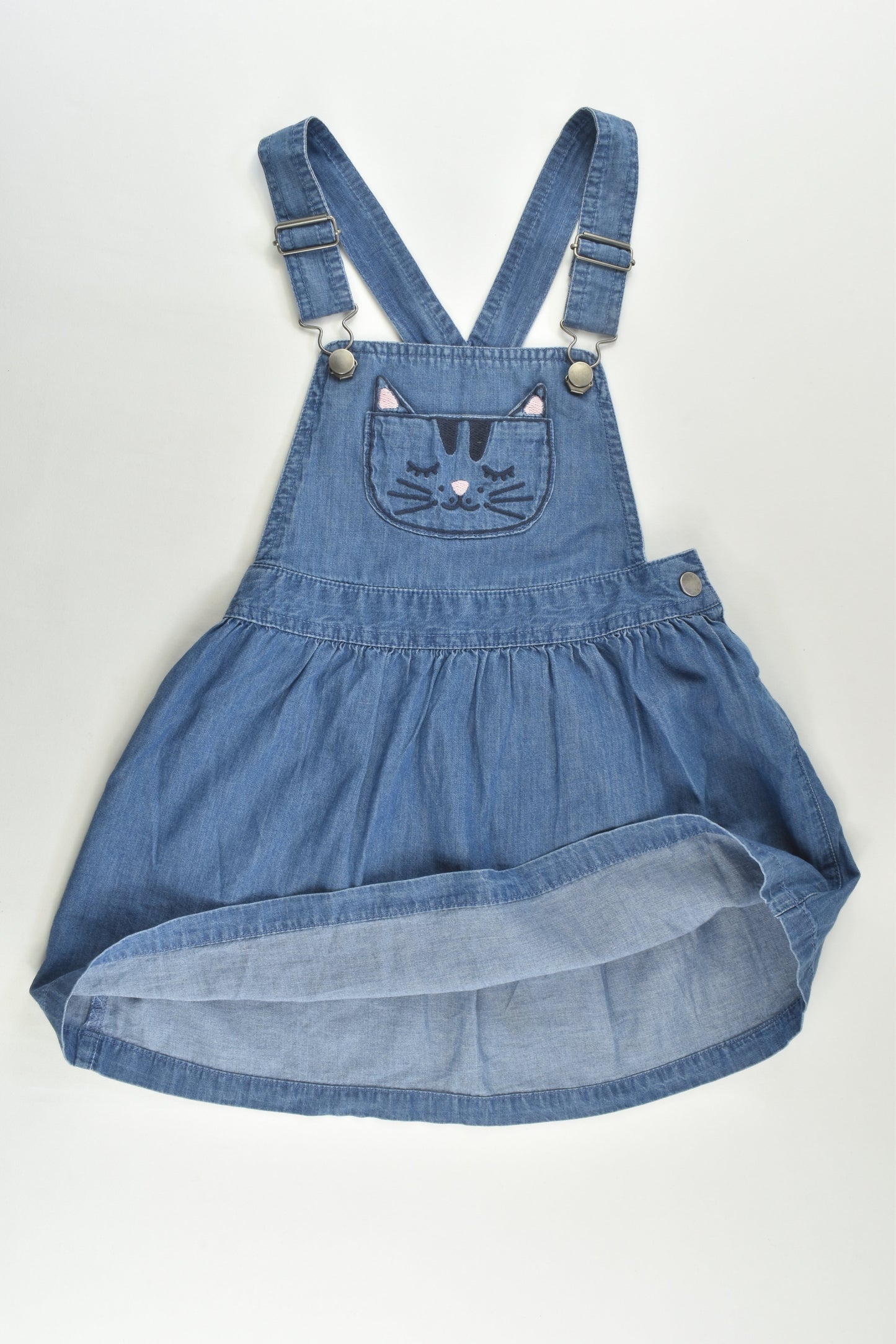 Anko Size 6 Lightweight Denim Pinafore with Cat Pocket