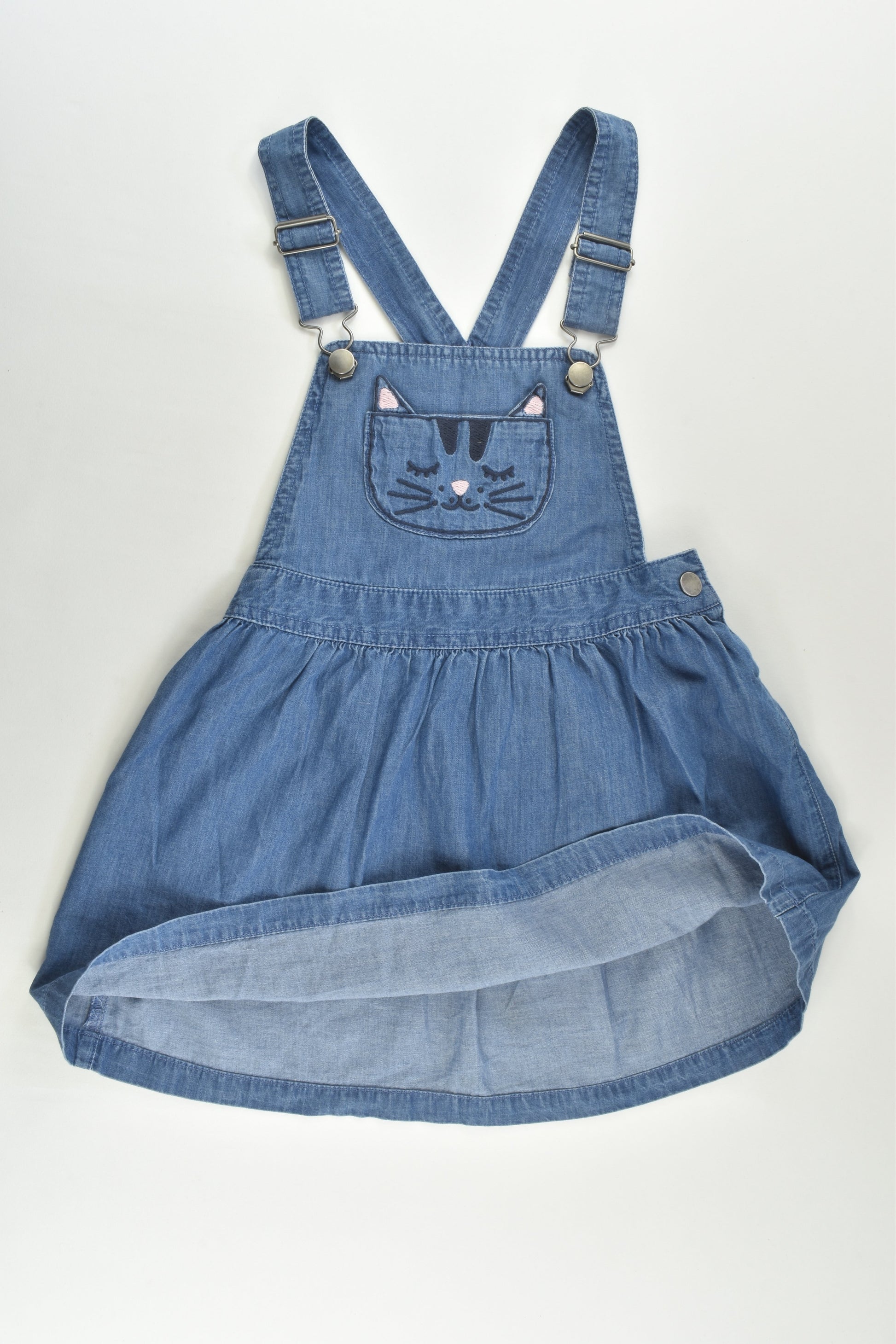 Anko Size 6 Lightweight Denim Pinafore with Cat Pocket