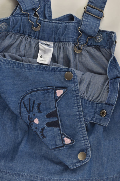 Anko Size 6 Lightweight Denim Pinafore with Cat Pocket