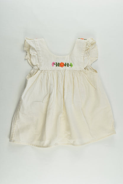Arte Huaxyacac Size approx 2-3 Handmade Linen-feel Blouse with Floral Embroidery