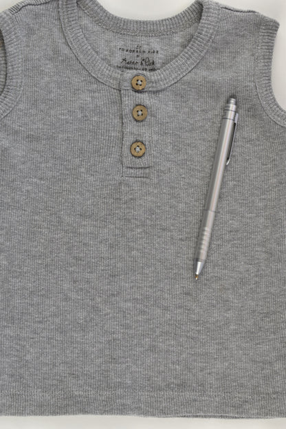Aster & Oak Organic (AU) Size 1 Grey Henley Tank Top