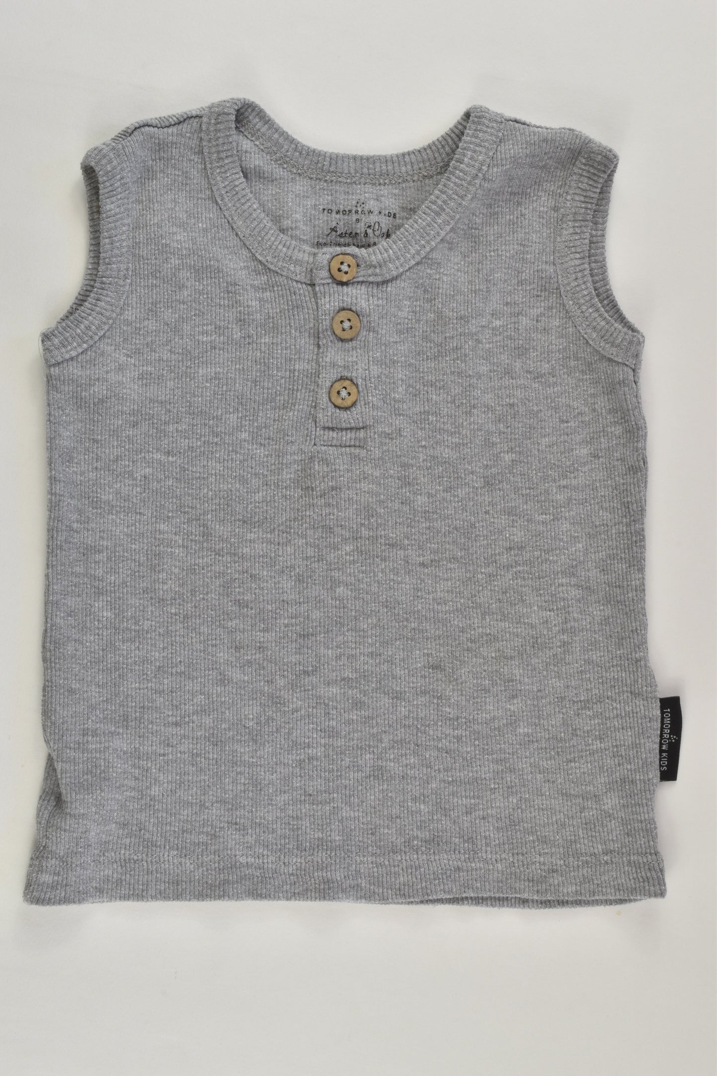 Aster & Oak Organic (AU) Size 1 Grey Henley Tank Top