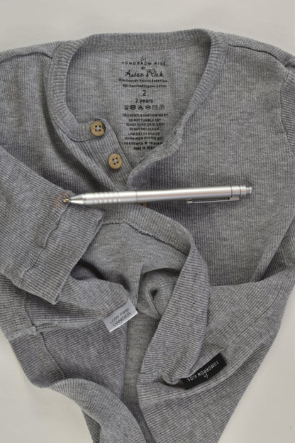 Aster & Oak Organic (AU) Size 2 Grey Henley Top