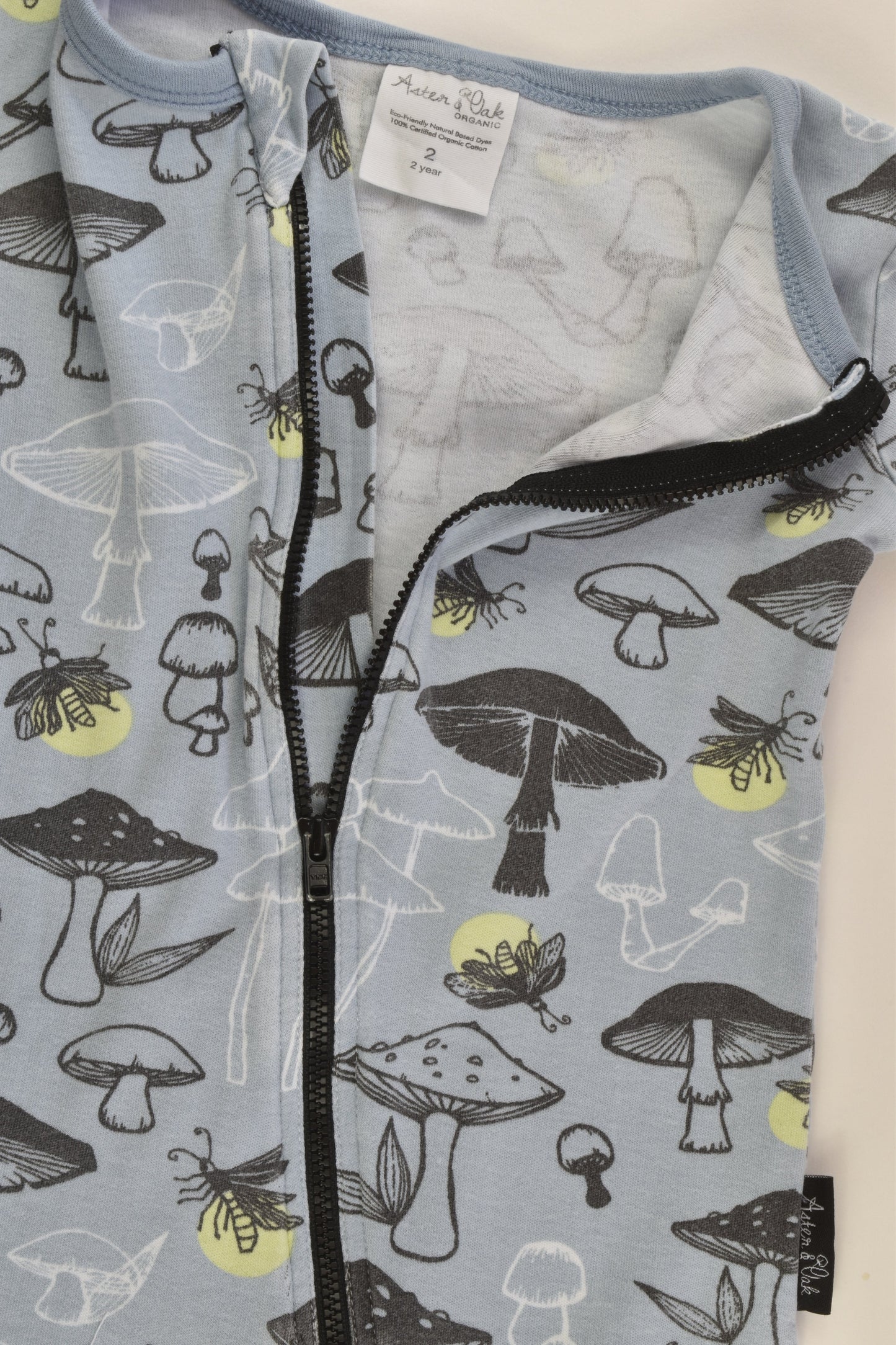 Aster & Oak Organic (AU) Size 2 Mushrooms Zip Romper