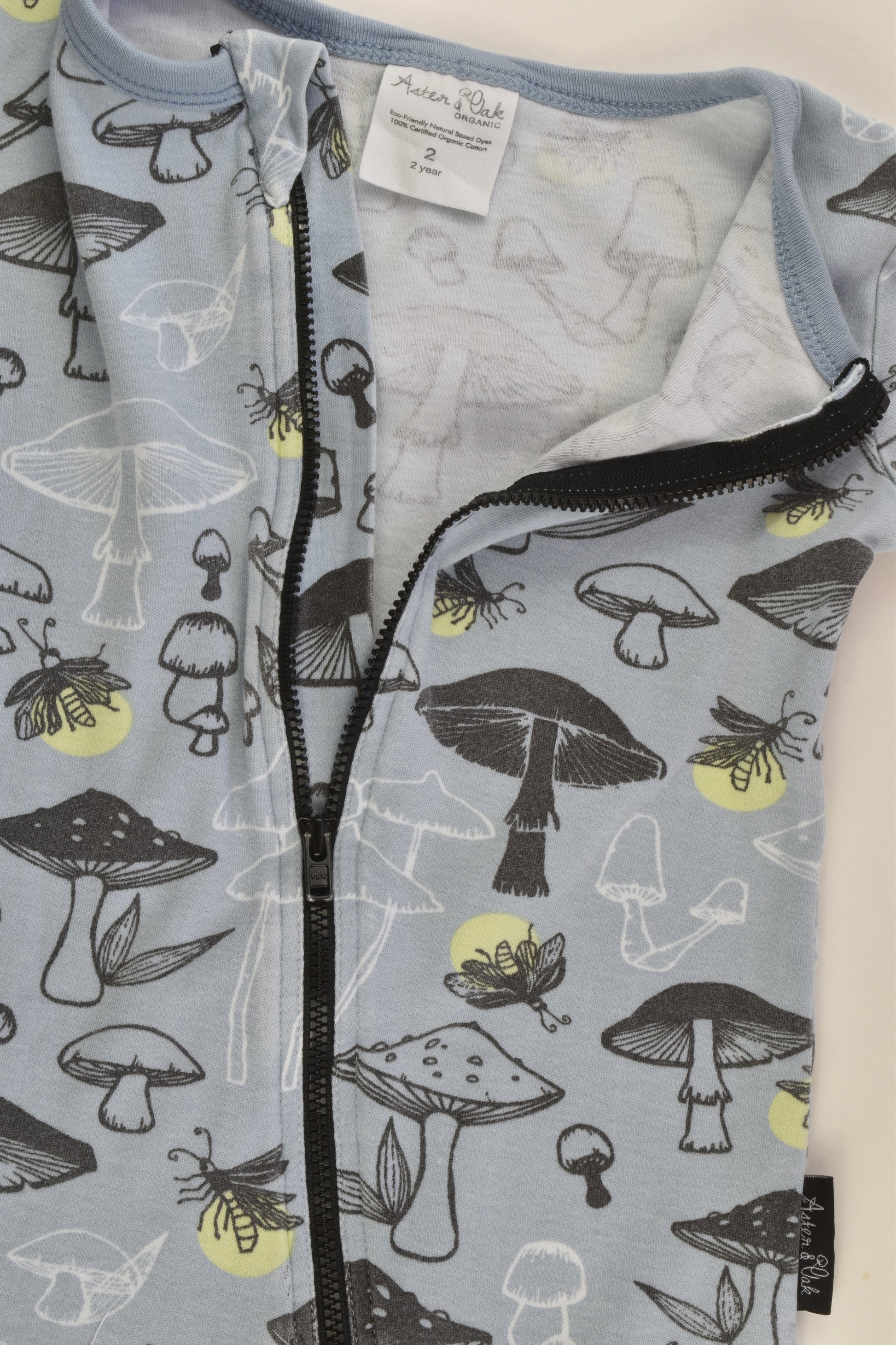 Aster & Oak Organic (AU) Size 2 Mushrooms Zip Romper