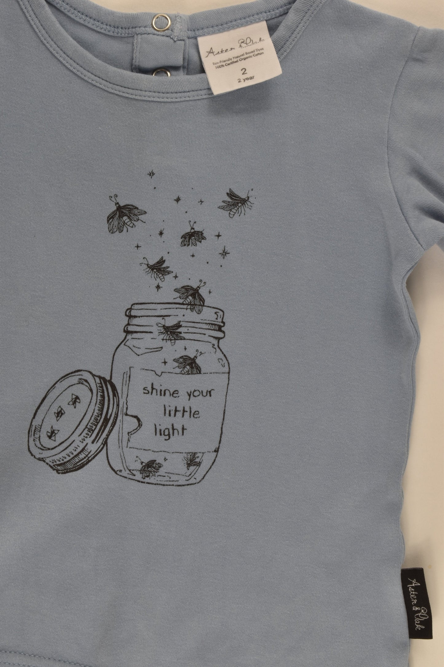 Aster & Oak Organic Size 2 'Shine Your Little Light' Top