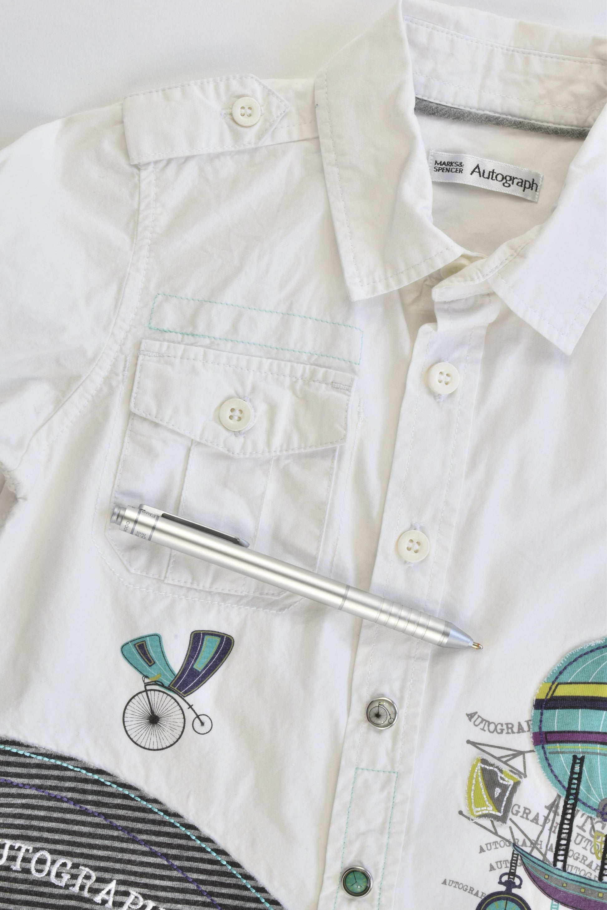 Autograph by Marcs & Spencer Size 1-2 (90 cm) Hot Air Balloon Collared Shirt