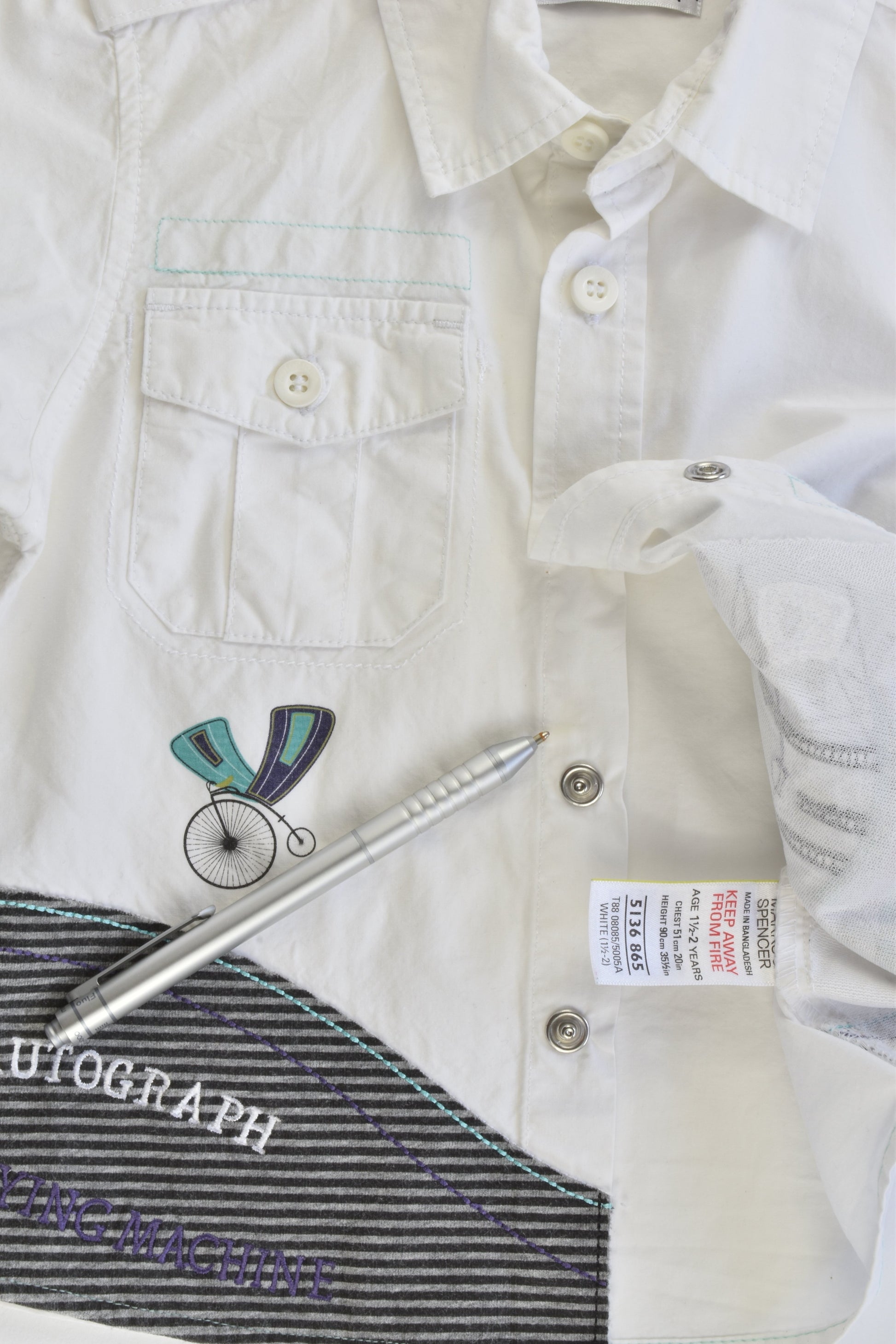 Autograph by Marcs & Spencer Size 1-2 (90 cm) Hot Air Balloon Collared Shirt