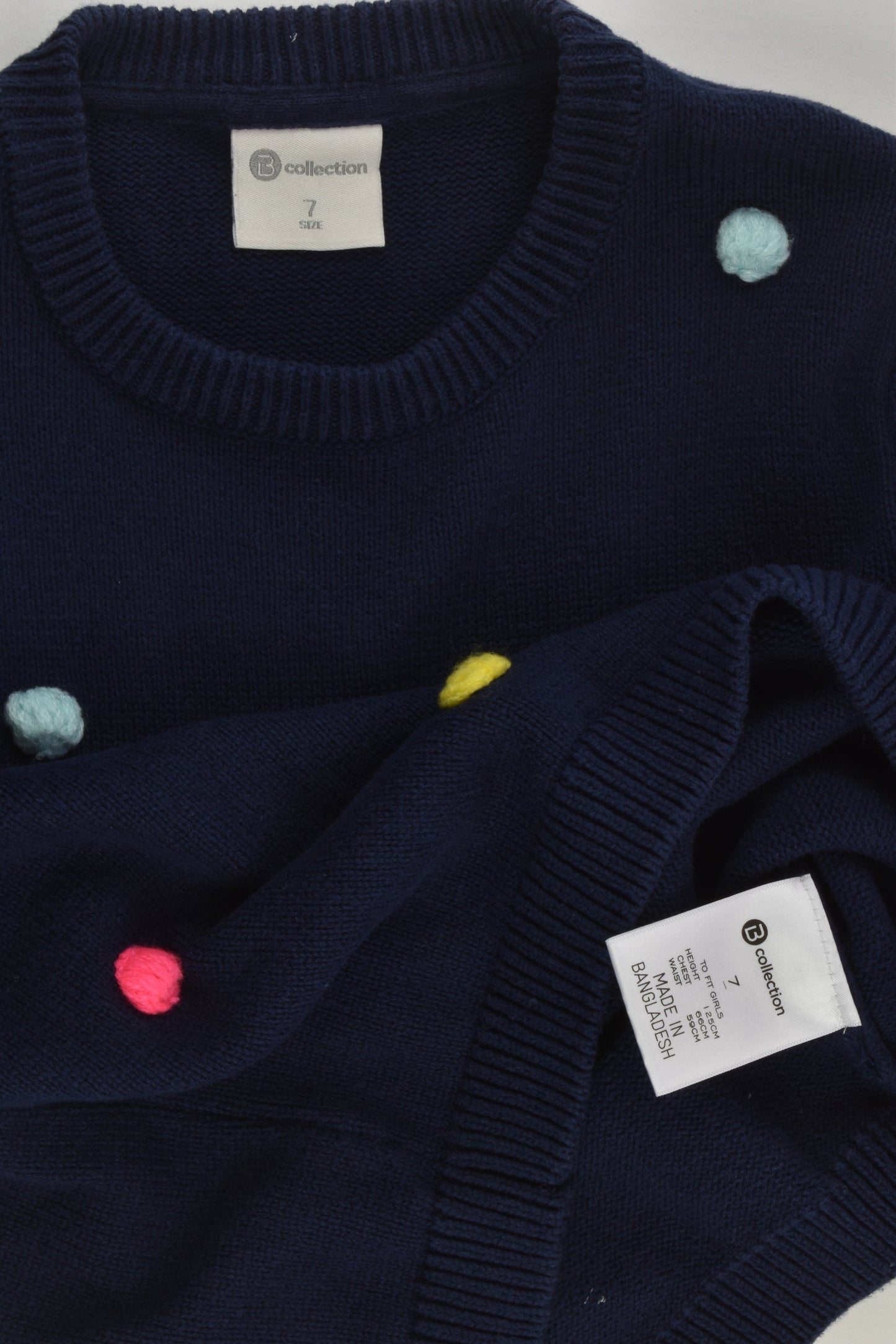 B Collection Size 7 Colourful Pom Poms Knitted Jumper