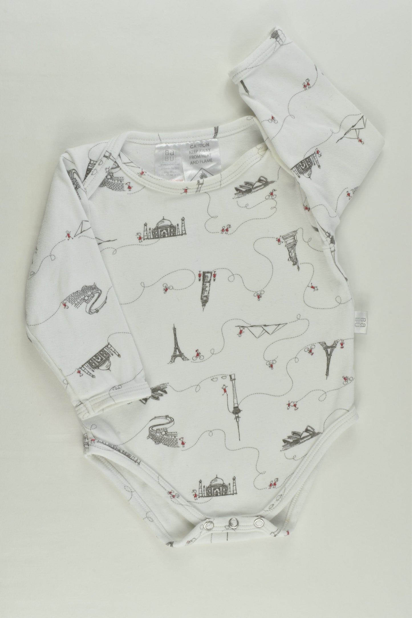 Babu Size 00 (3-6 months) World Cities Bodysuit