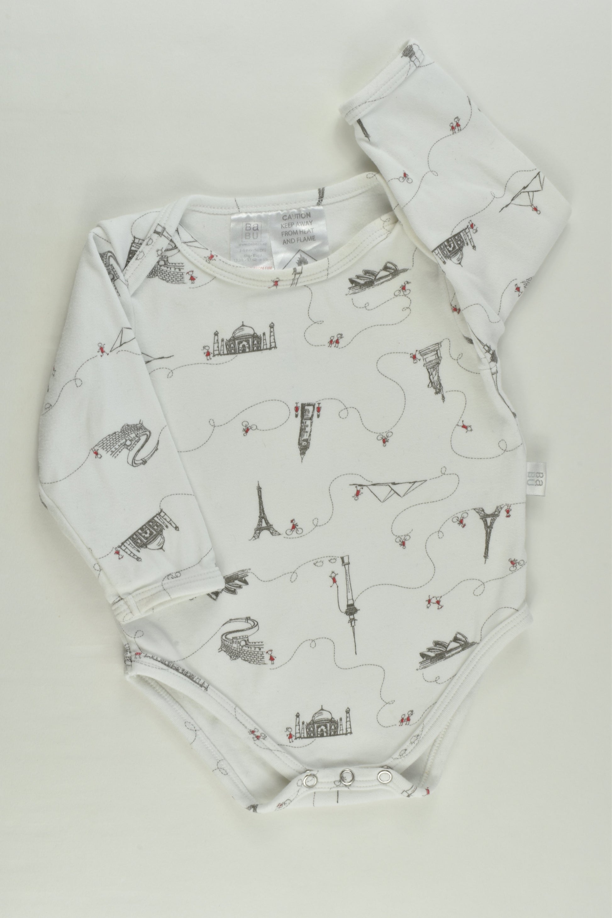 Babu Size 00 (3-6 months) World Cities Bodysuit