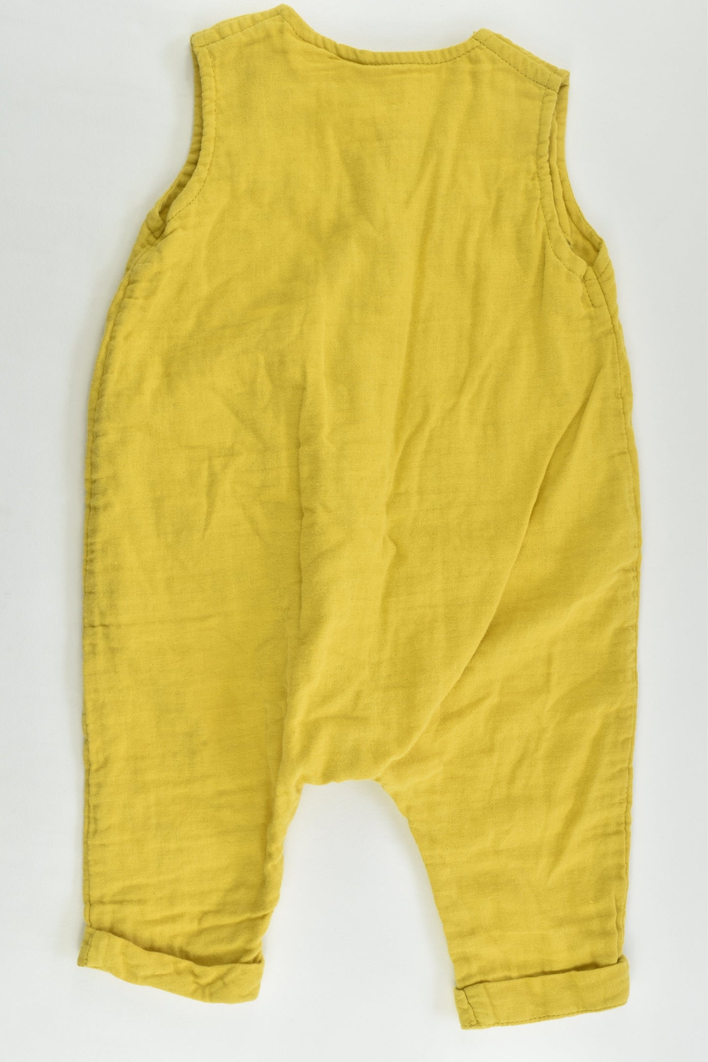 Baby Baby Size 00 (3-6 months) Mustard Playsuit with Wooden Buttons