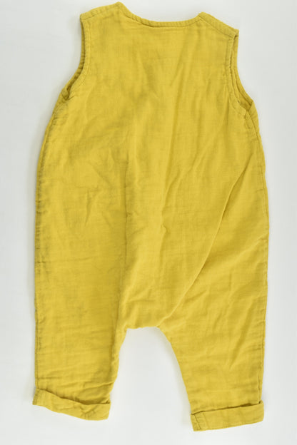 Baby Baby Size 00 (3-6 months) Mustard Playsuit with Wooden Buttons