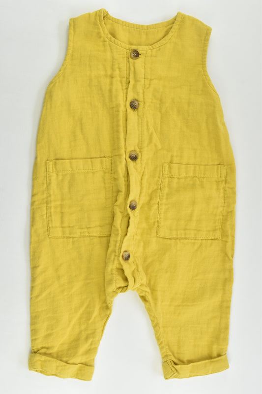Baby Baby Size 00 (3-6 months) Mustard Playsuit with Wooden Buttons