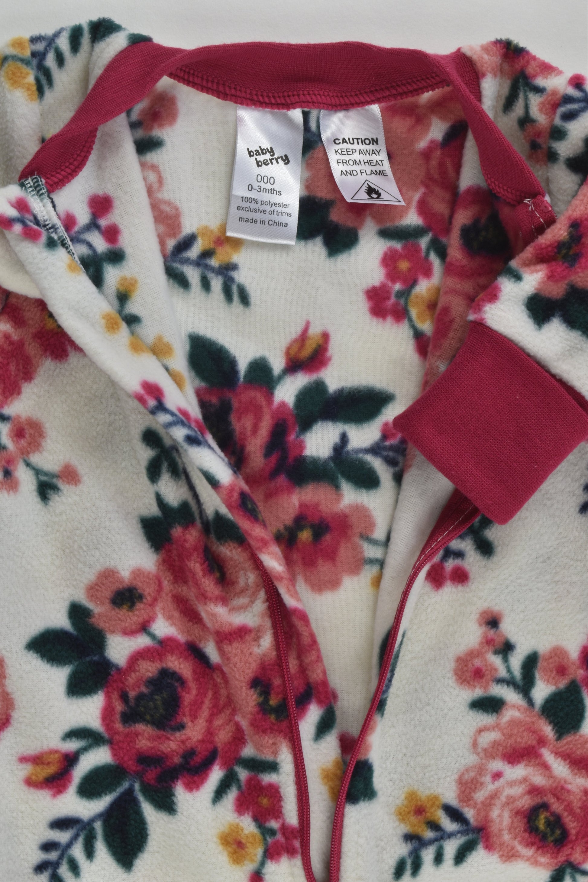 Baby Berry Size 000 Floral Footed Fleece Romper