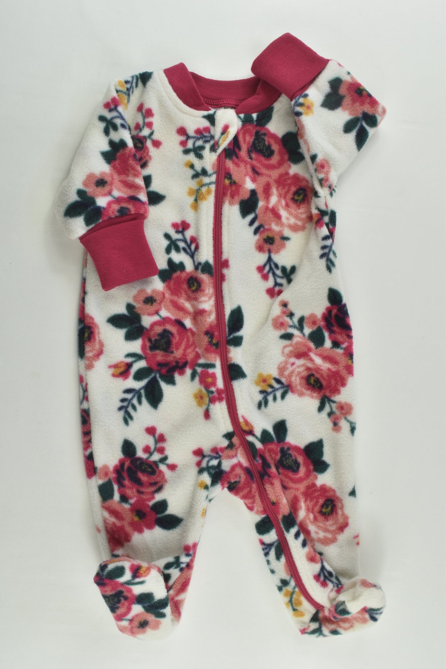 Baby Berry Size 000 Floral Footed Fleece Romper