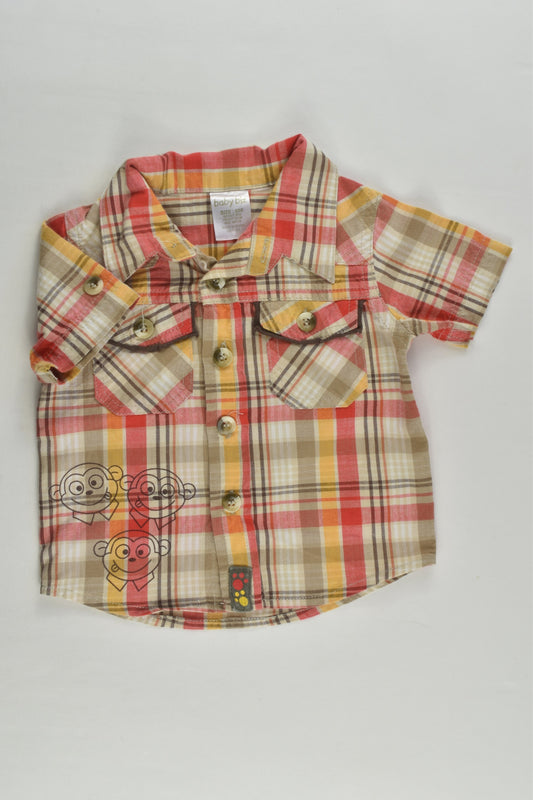 Baby Biz Size 000 Checked Monkey Shirt