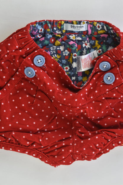 Baby Boden Size 12-18 months Lined Cord Shorts