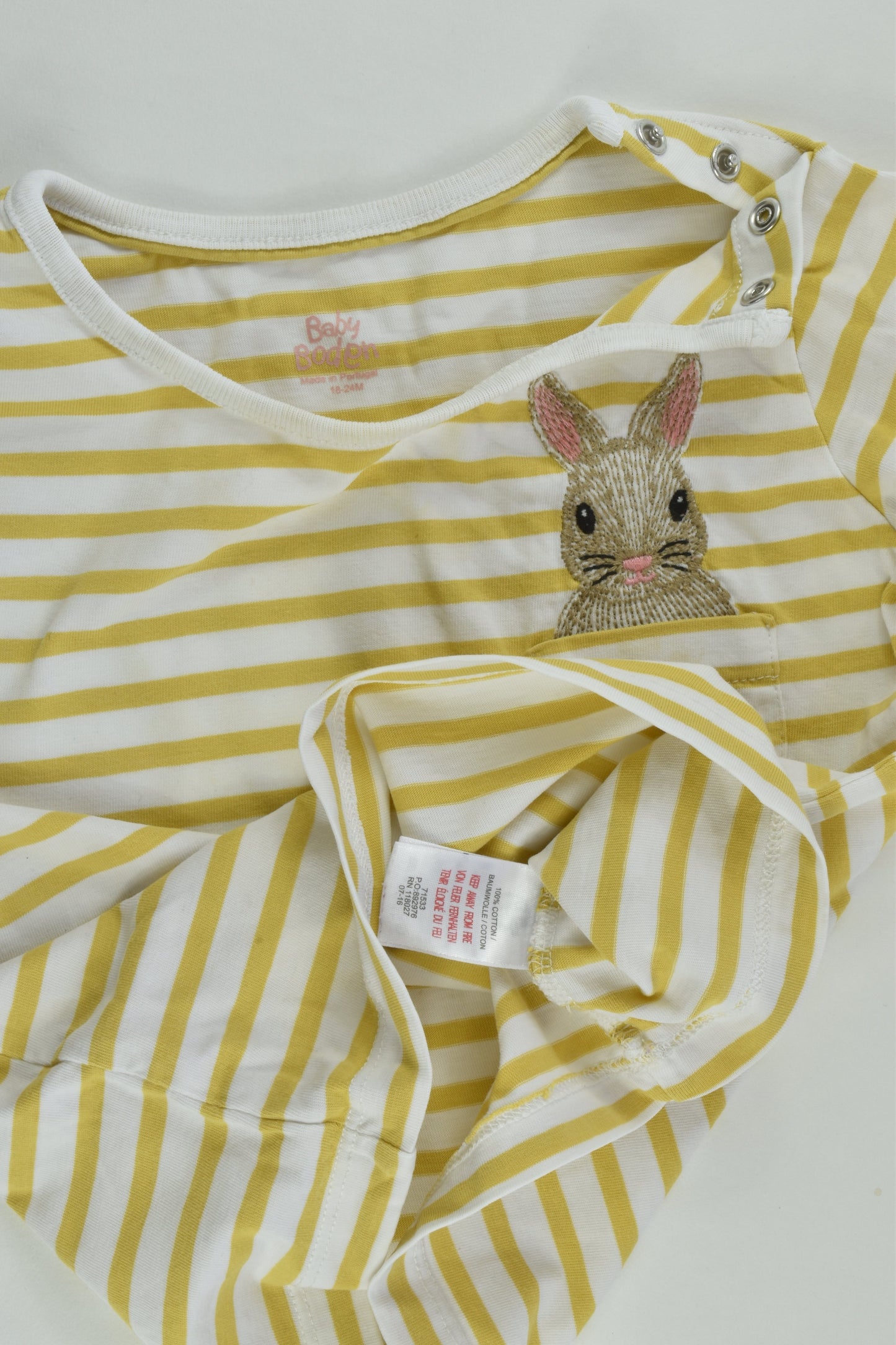Baby Boden Size 2 (18-14 months) Striped Bunny Top