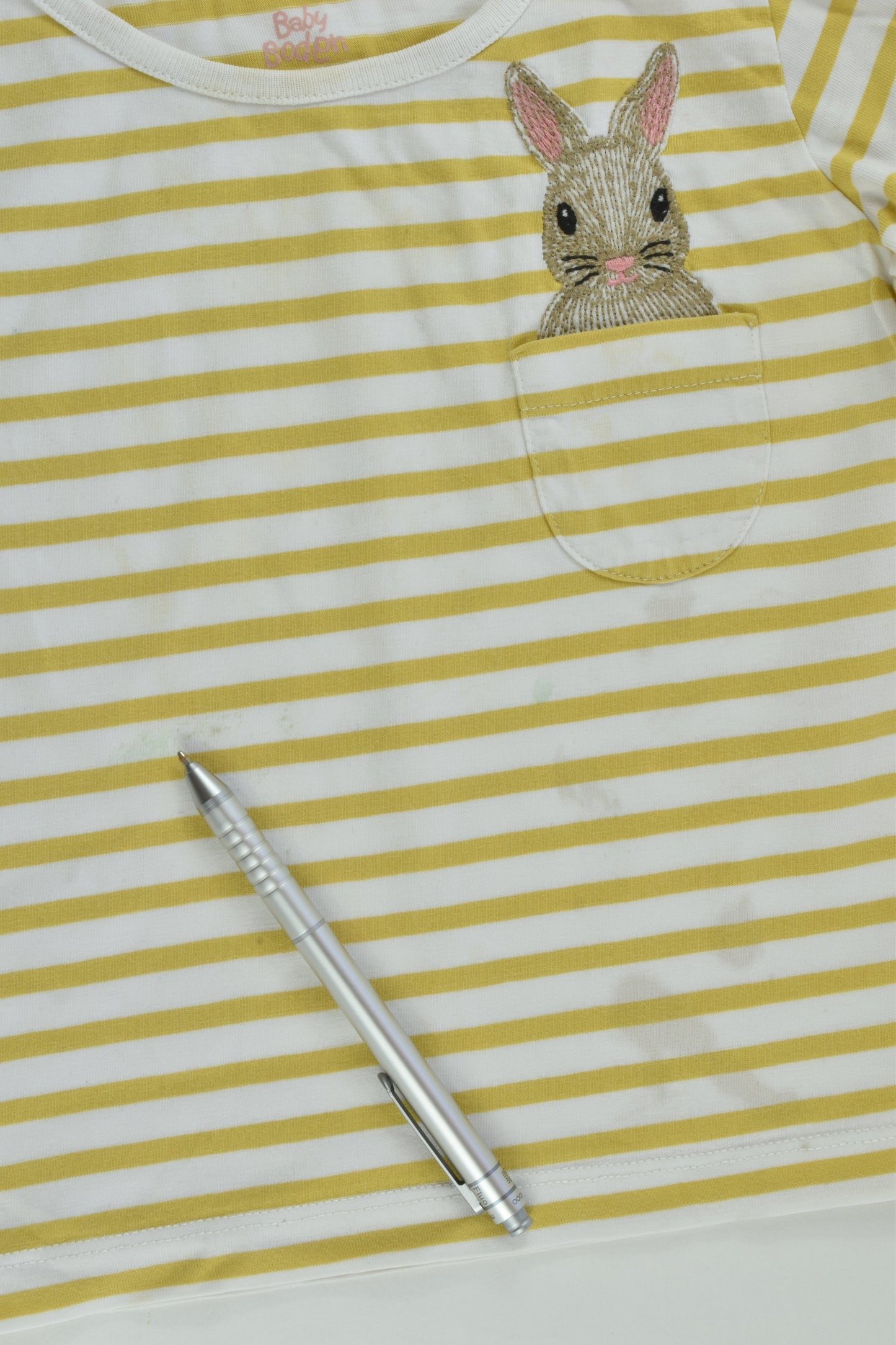 Baby Boden Size 2 (18-14 months) Striped Bunny Top