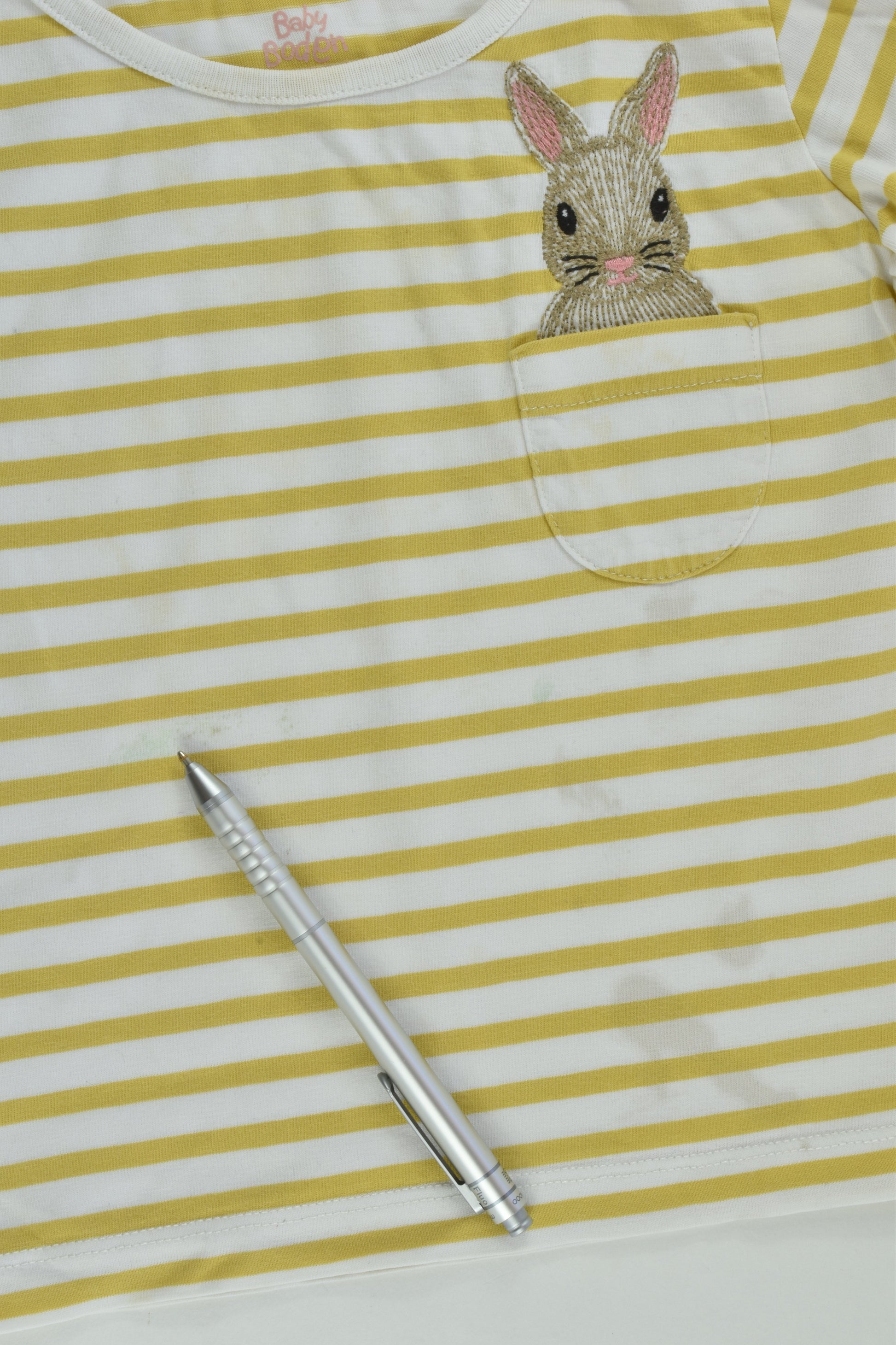 Baby Boden Size 2 (18-14 months) Striped Bunny Top