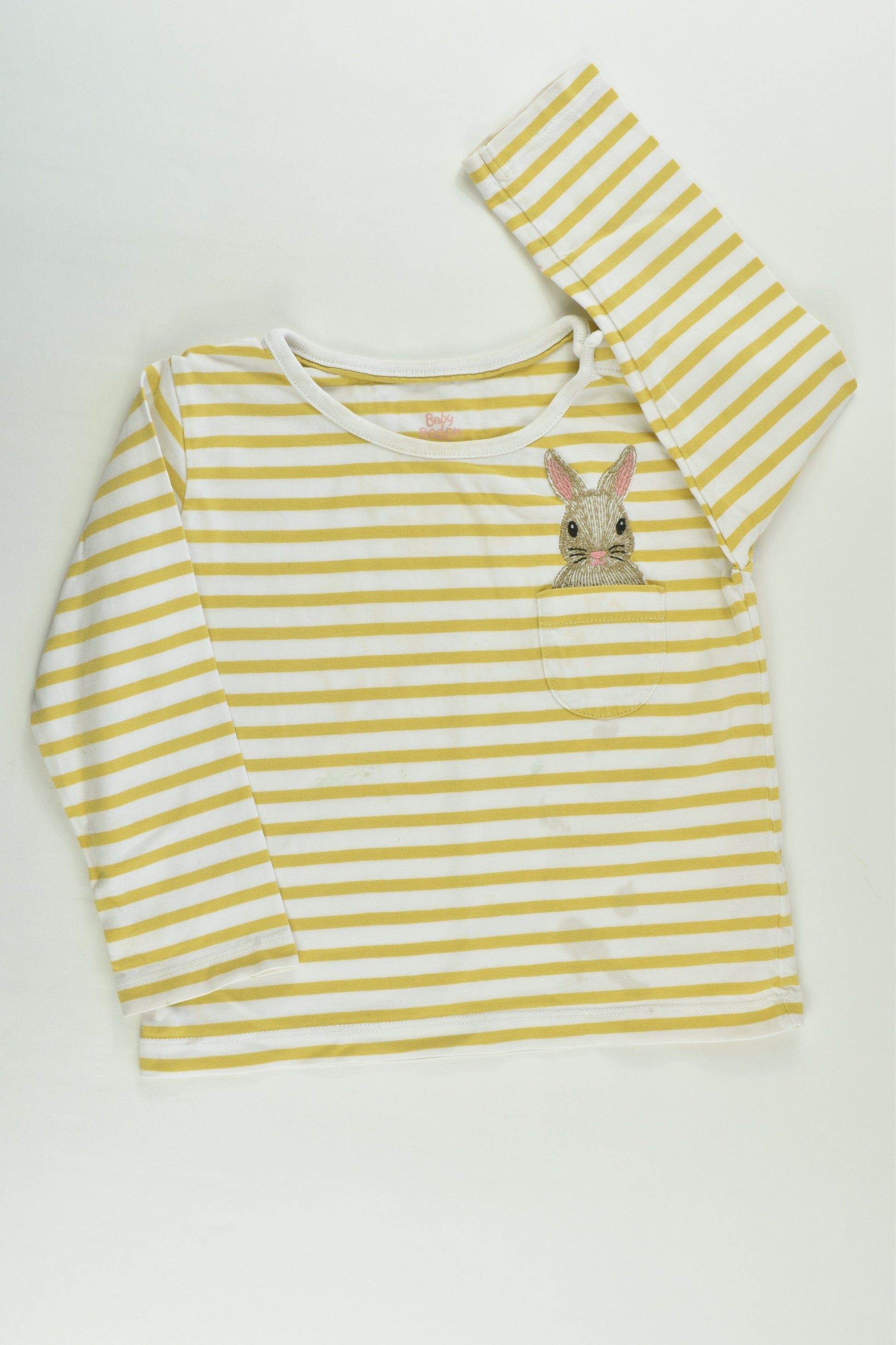 Baby Boden Size 2 (18-14 months) Striped Bunny Top