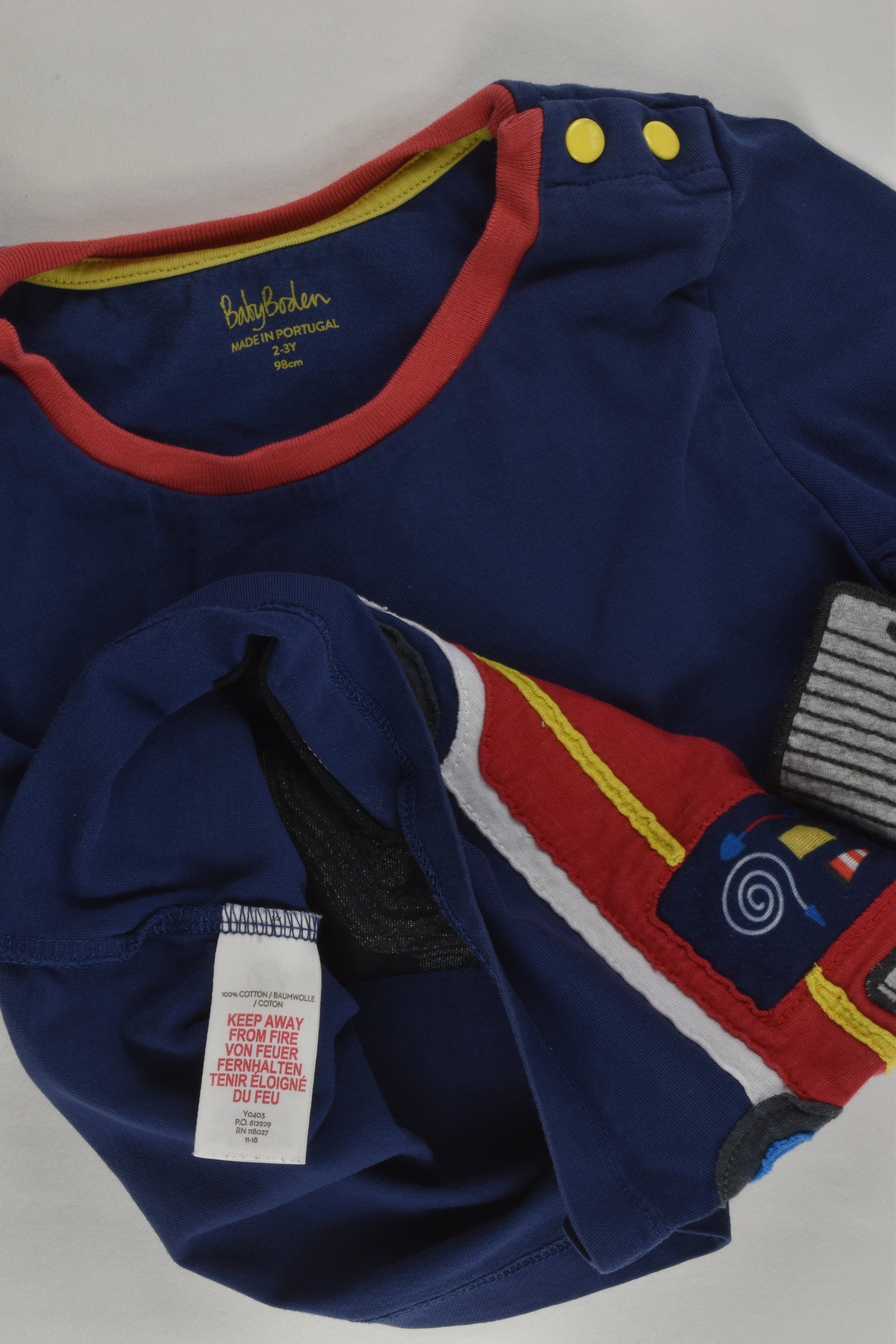 Baby Boden Size 2-3 (98 cm) Fire Engine Top