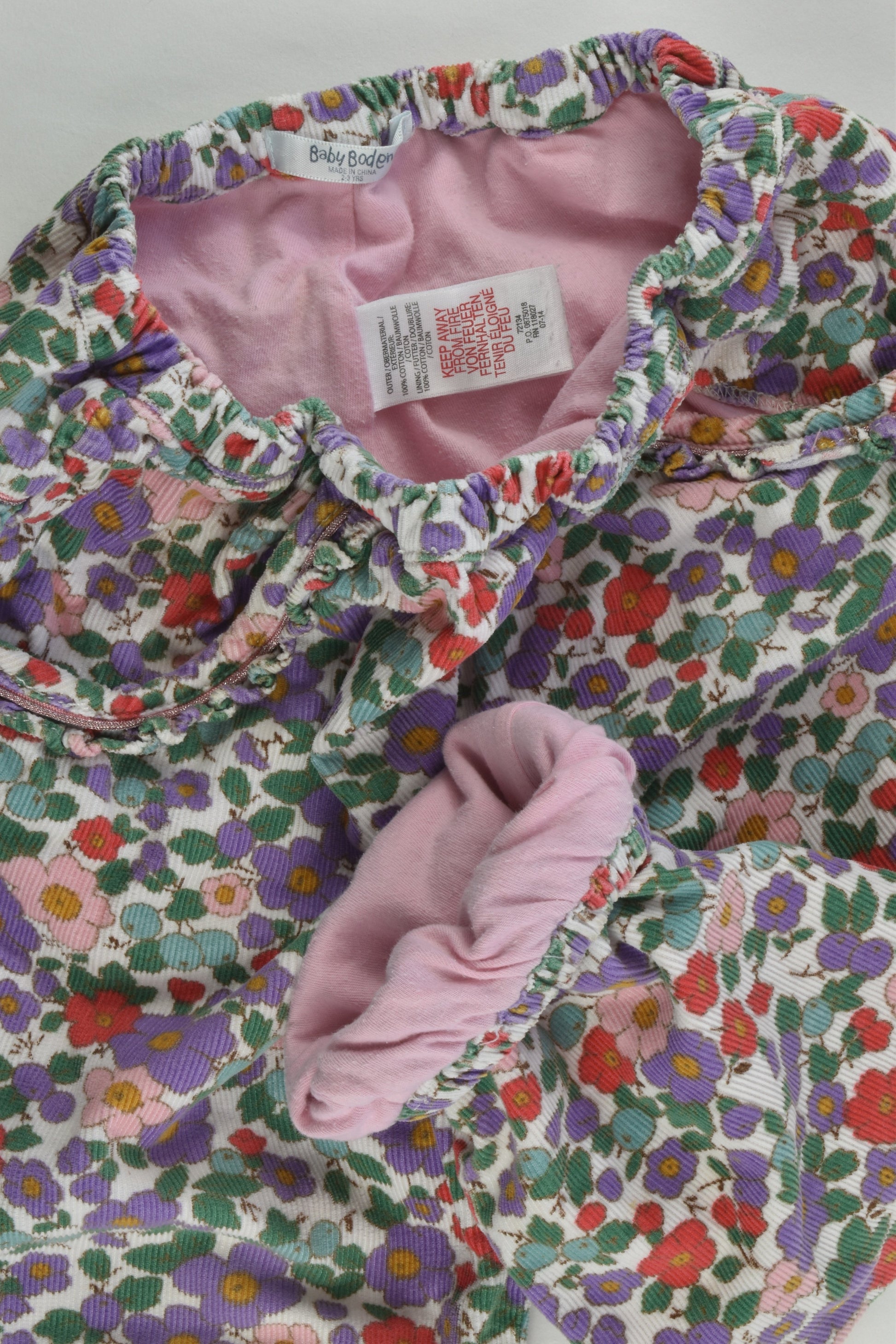 Baby Boden Size 2-3 Liberty Print Lined Cord Pants