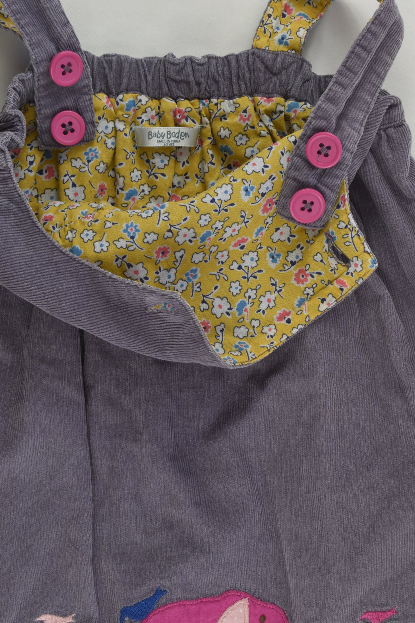 Baby Boden Size 2-3 Liberty Print Lined Elephant Cord Dress