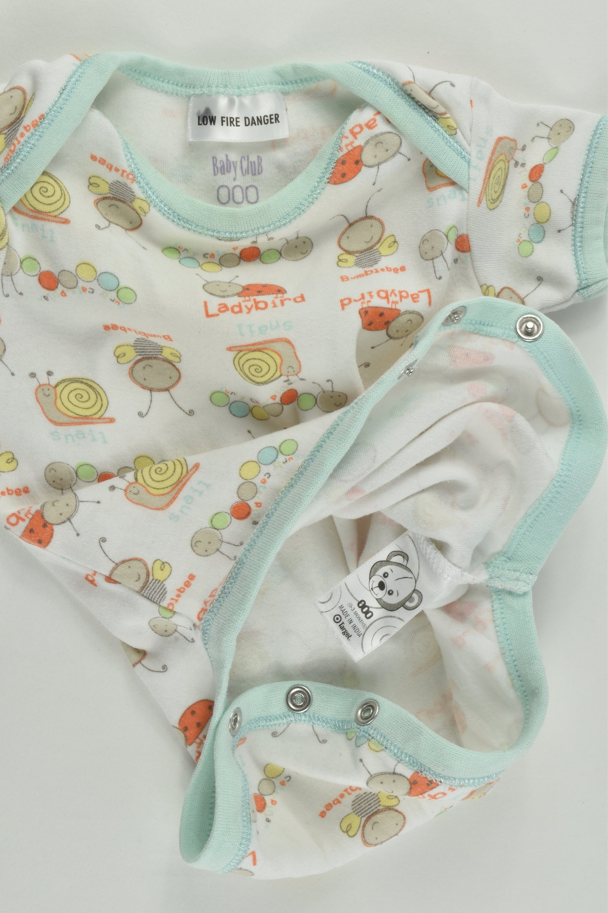 Baby Club Size 000 Bumblebees and Other Animals Bodysuit