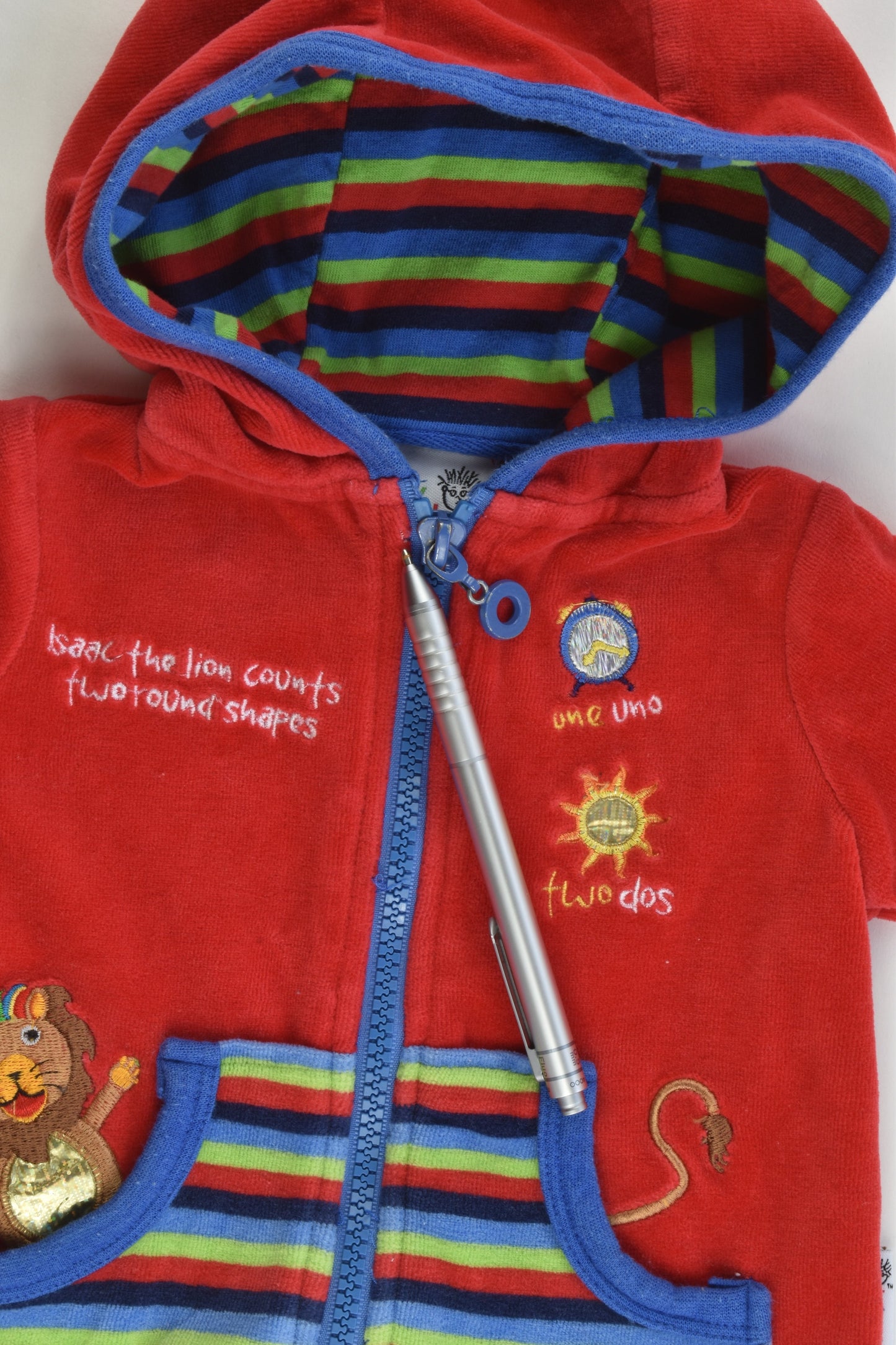 Baby Einstein Size 000 Colourful Velour Hooded Jumper