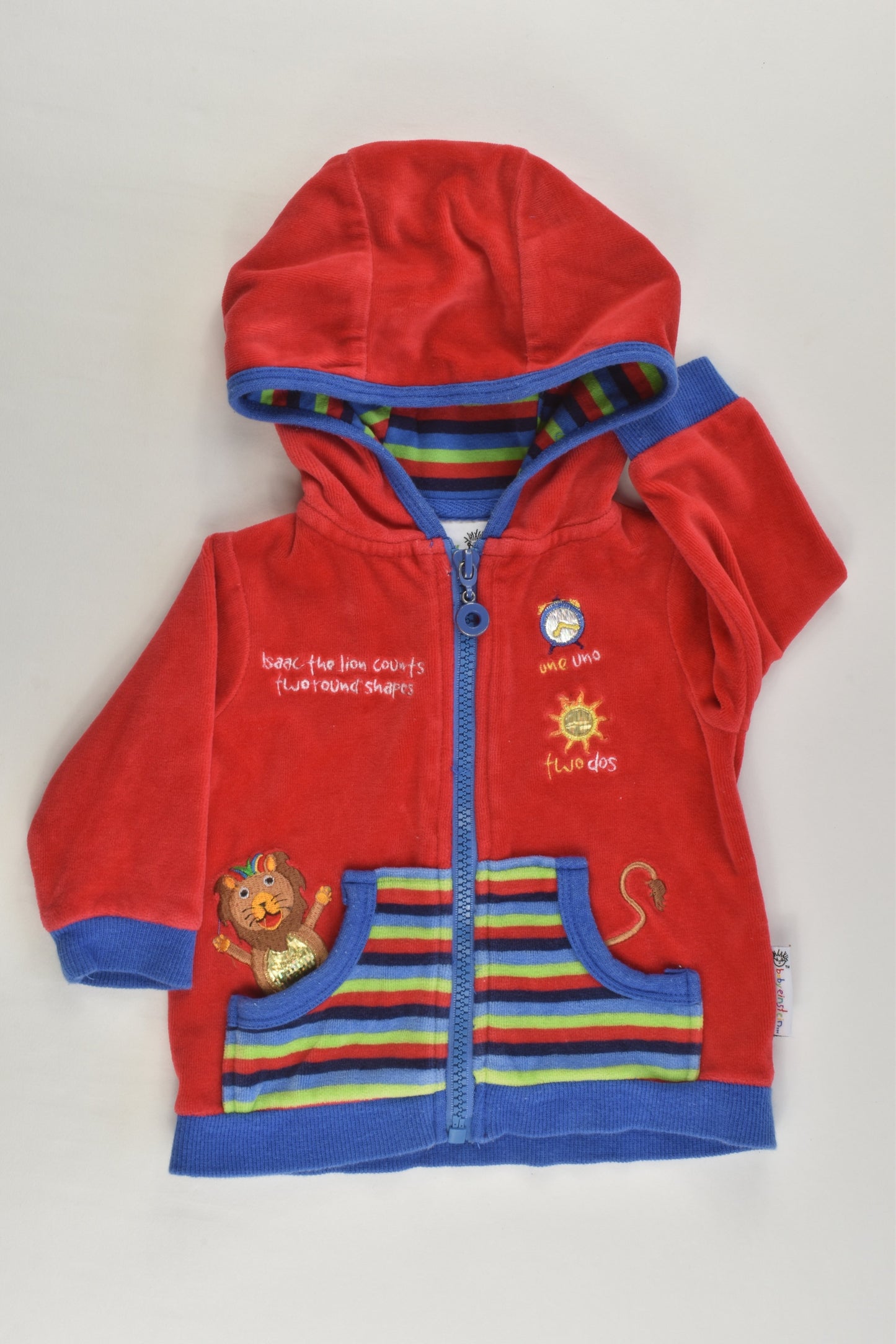 Baby Einstein Size 000 Colourful Velour Hooded Jumper