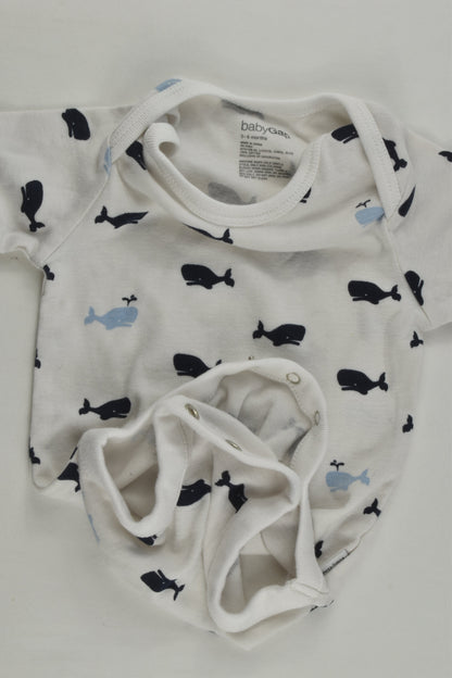 Baby Gap Size 00 (3-6 months) Whale Bodysuit