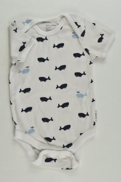 Baby Gap Size 00 (3-6 months) Whale Bodysuit