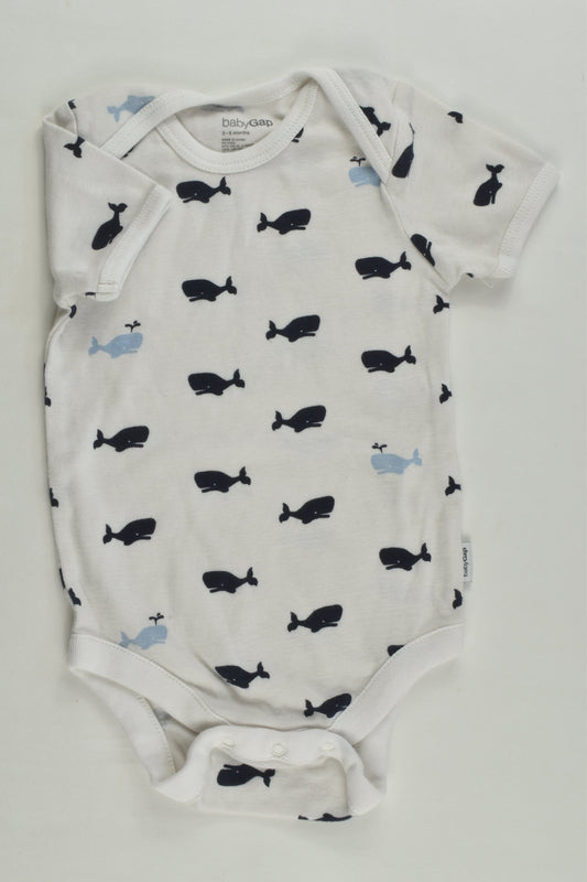 Baby Gap Size 00 (3-6 months) Whale Bodysuit