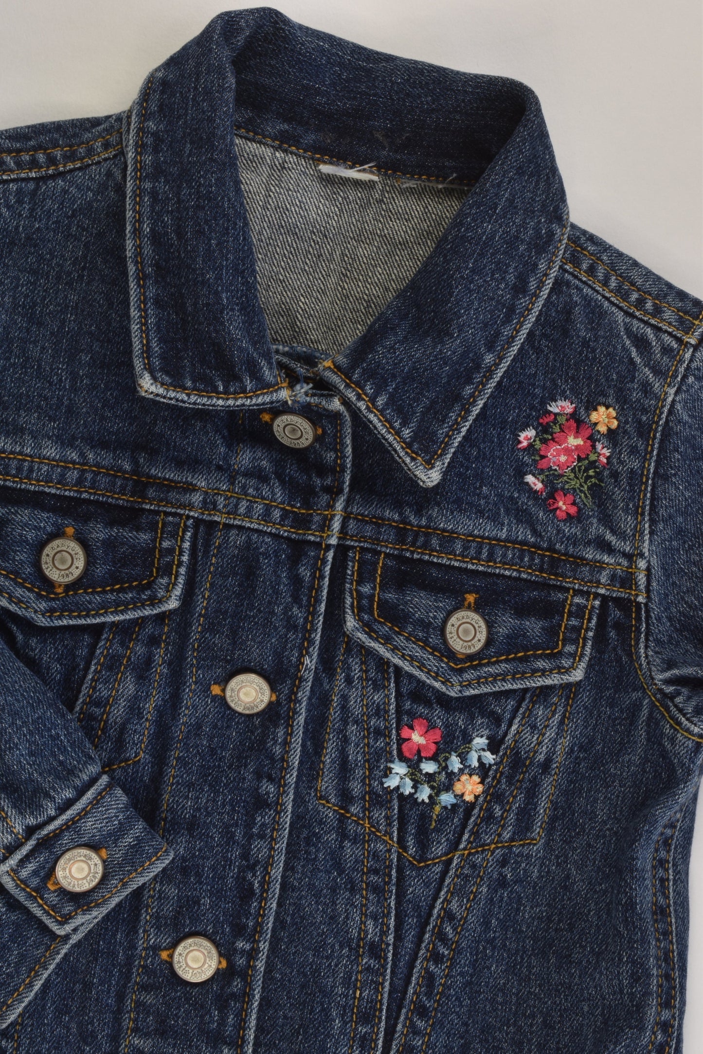 Baby Gap Size 1 Denim Jacket with Floral Embroidery
