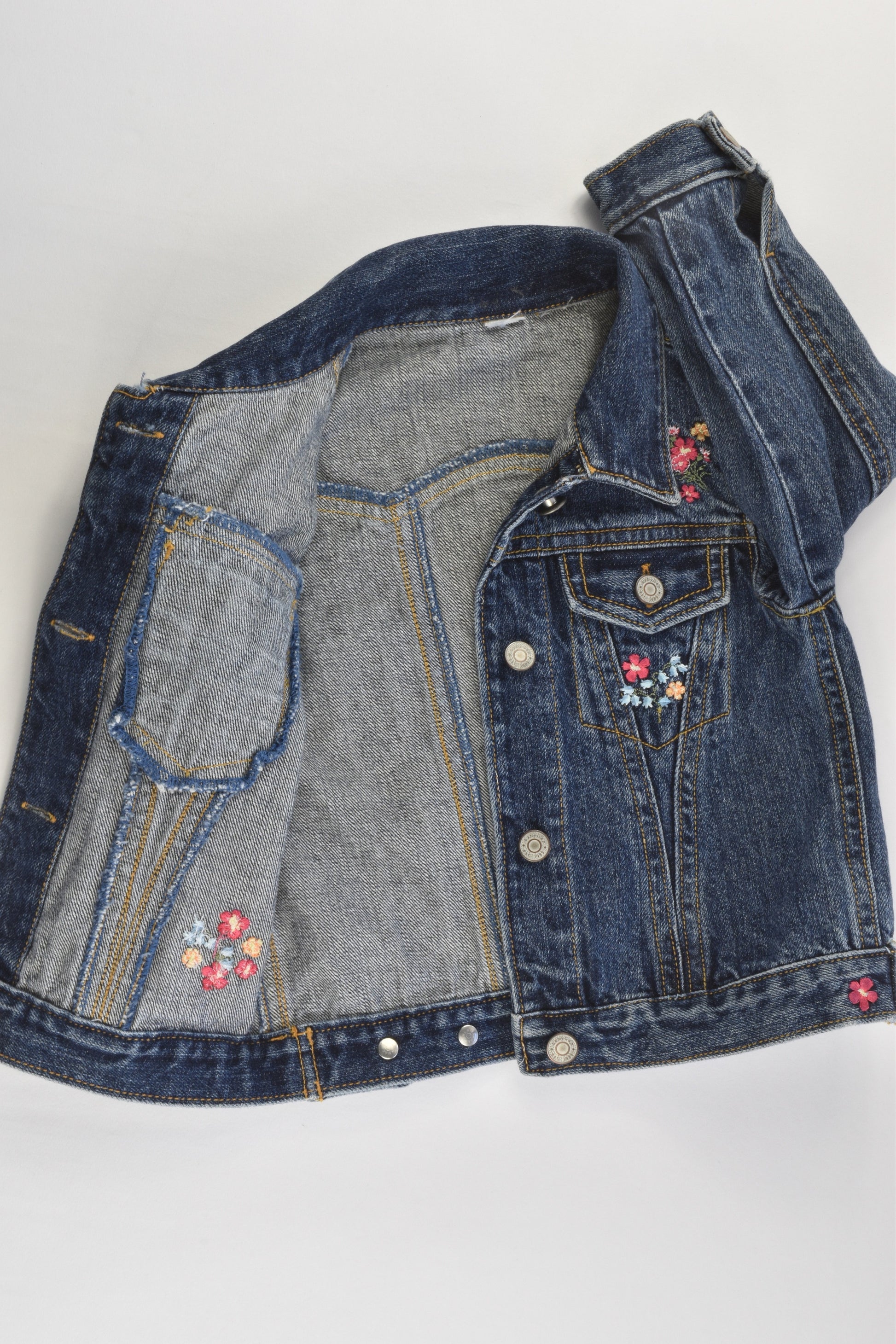Baby Gap Size 1 Denim Jacket with Floral Embroidery