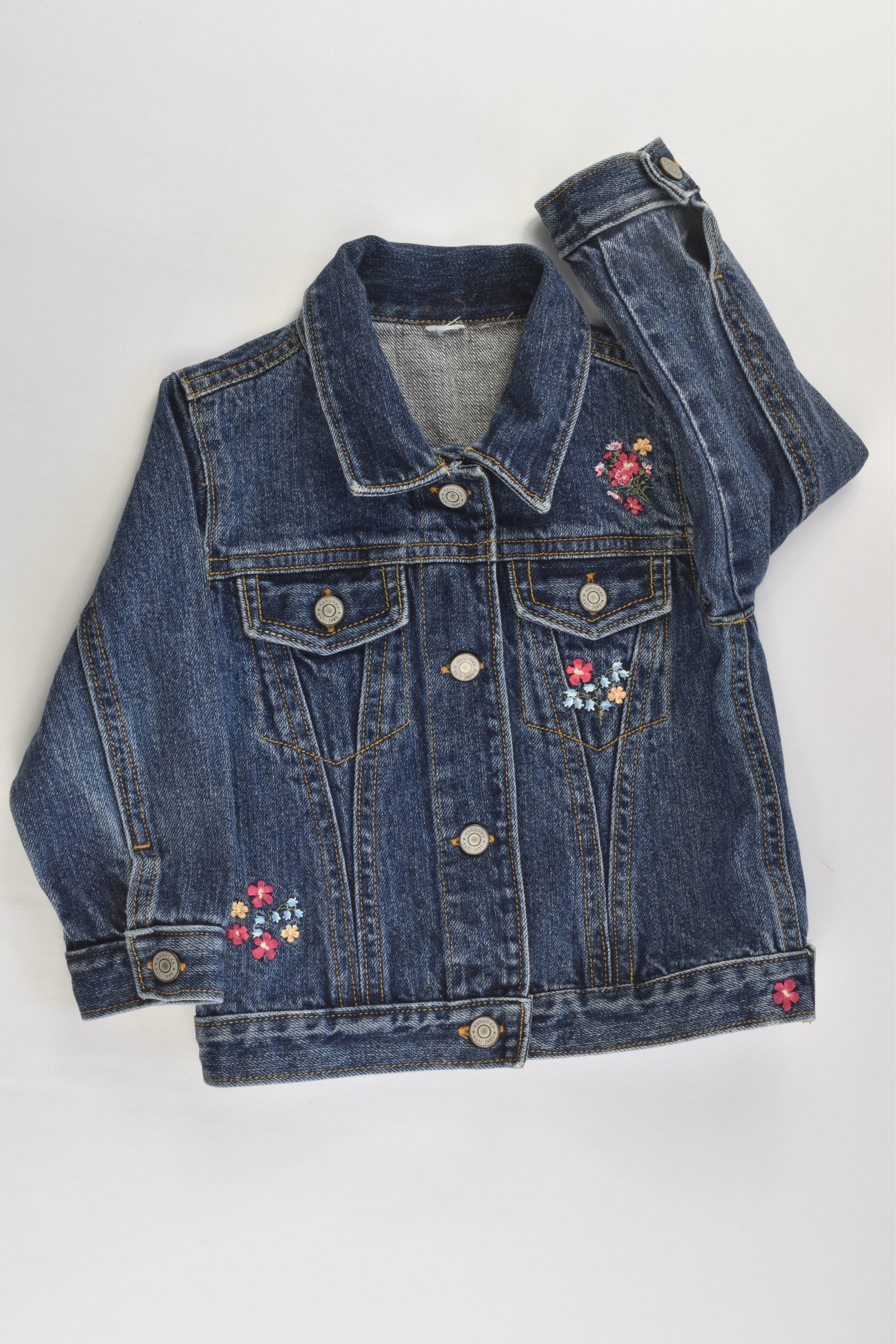 Baby Gap Size 1 Denim Jacket with Floral Embroidery
