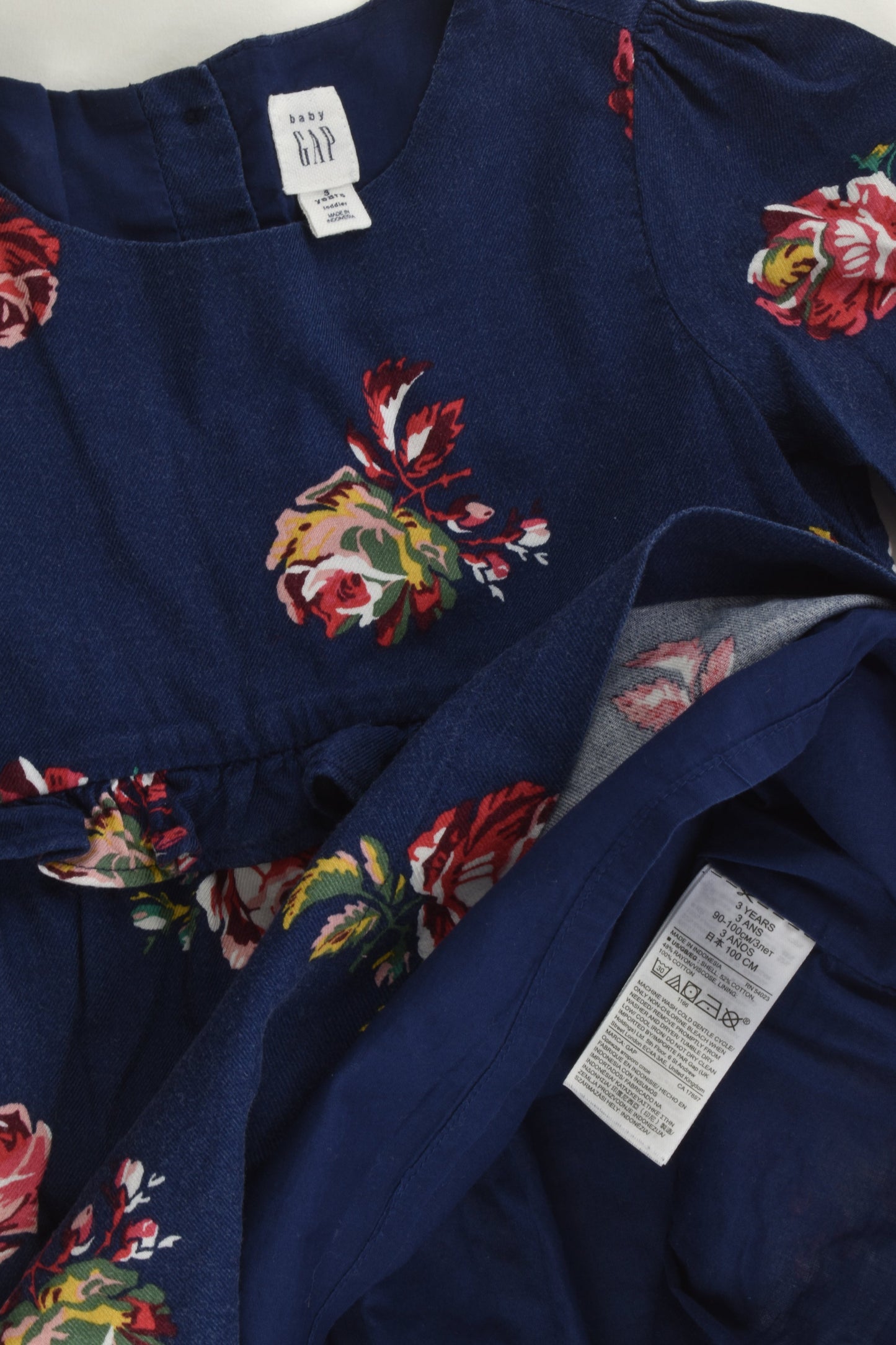 Baby Gap Size 3 Lined Roses Dress