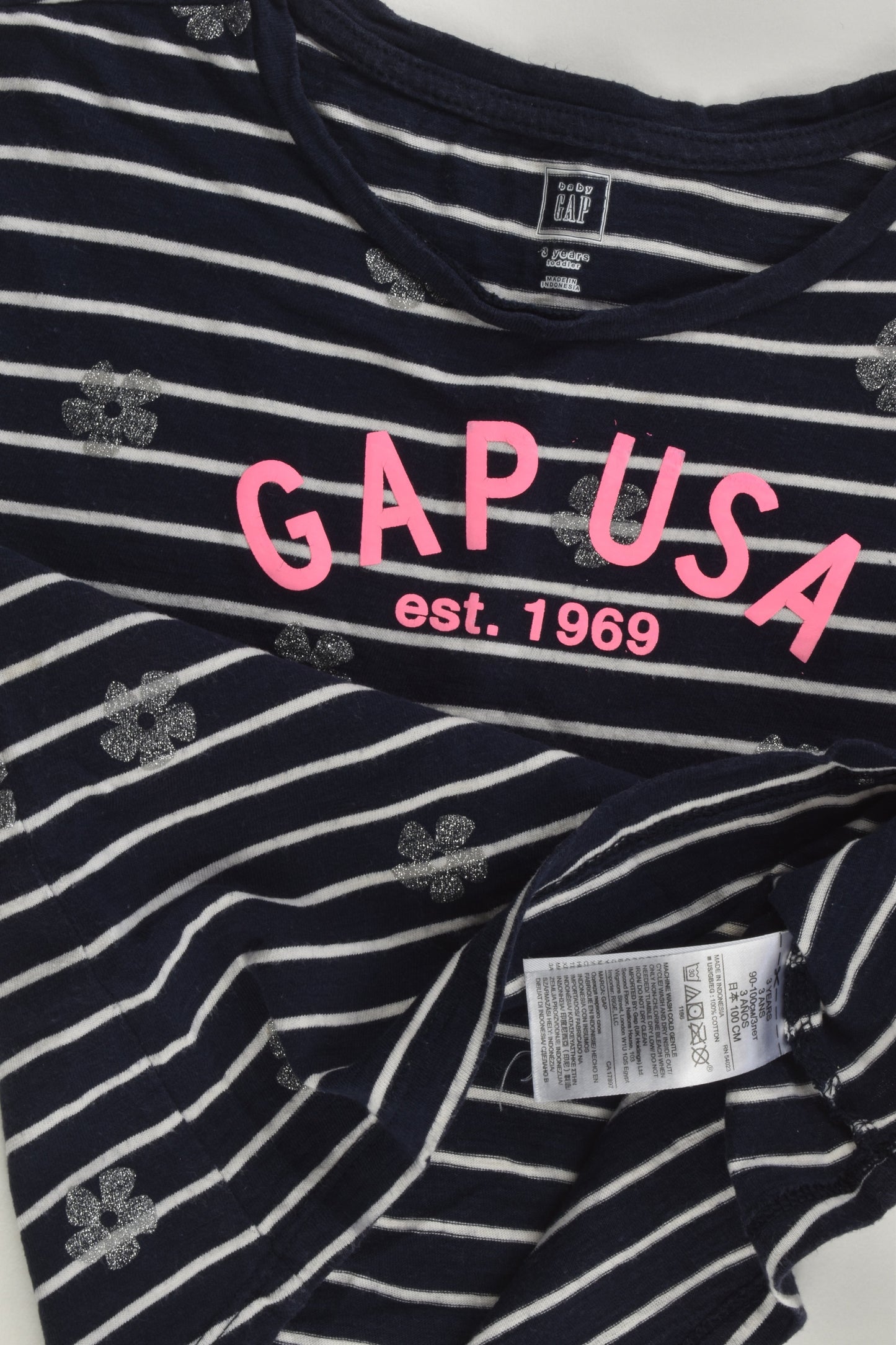 Baby Gap Size 3 Striped 'GAP USA' T-shirt