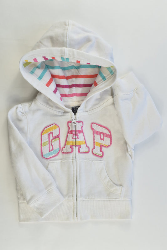 Baby Gap Size 6-12 months Rainbow Stripes Hooded Jumper